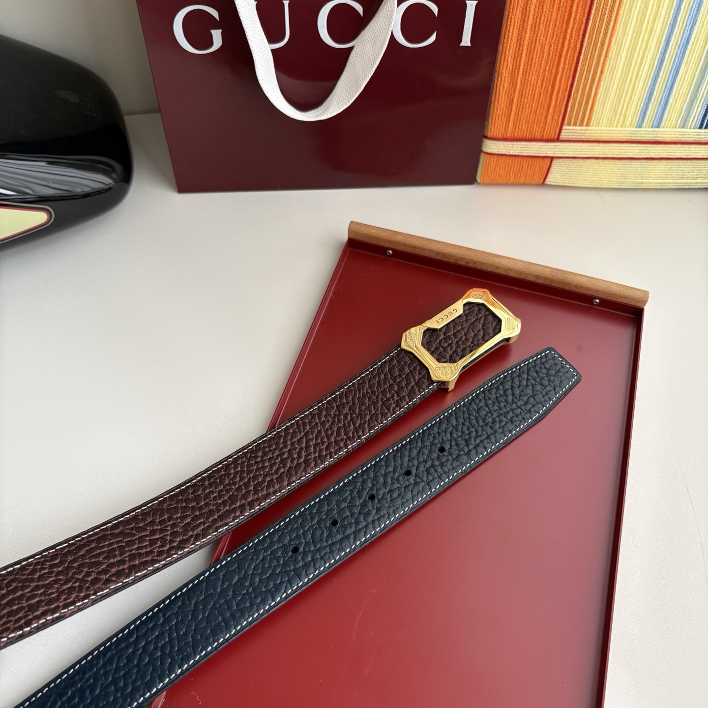 Gucci 经典原单品质，双面小牛皮，原单精品内穿钢扣，精工制作，细节看图，实物拍摄，高端奢华，宽度3.