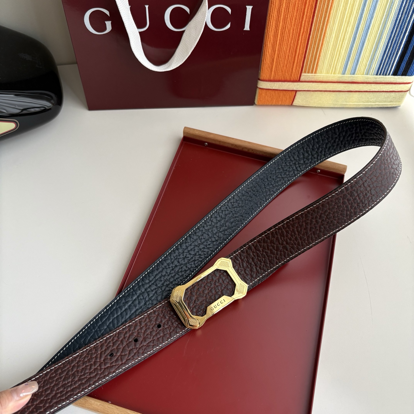 Gucci 经典原单品质，双面小牛皮，原单精品内穿钢扣，精工制作，细节看图，实物拍摄，高端奢华，宽度3.