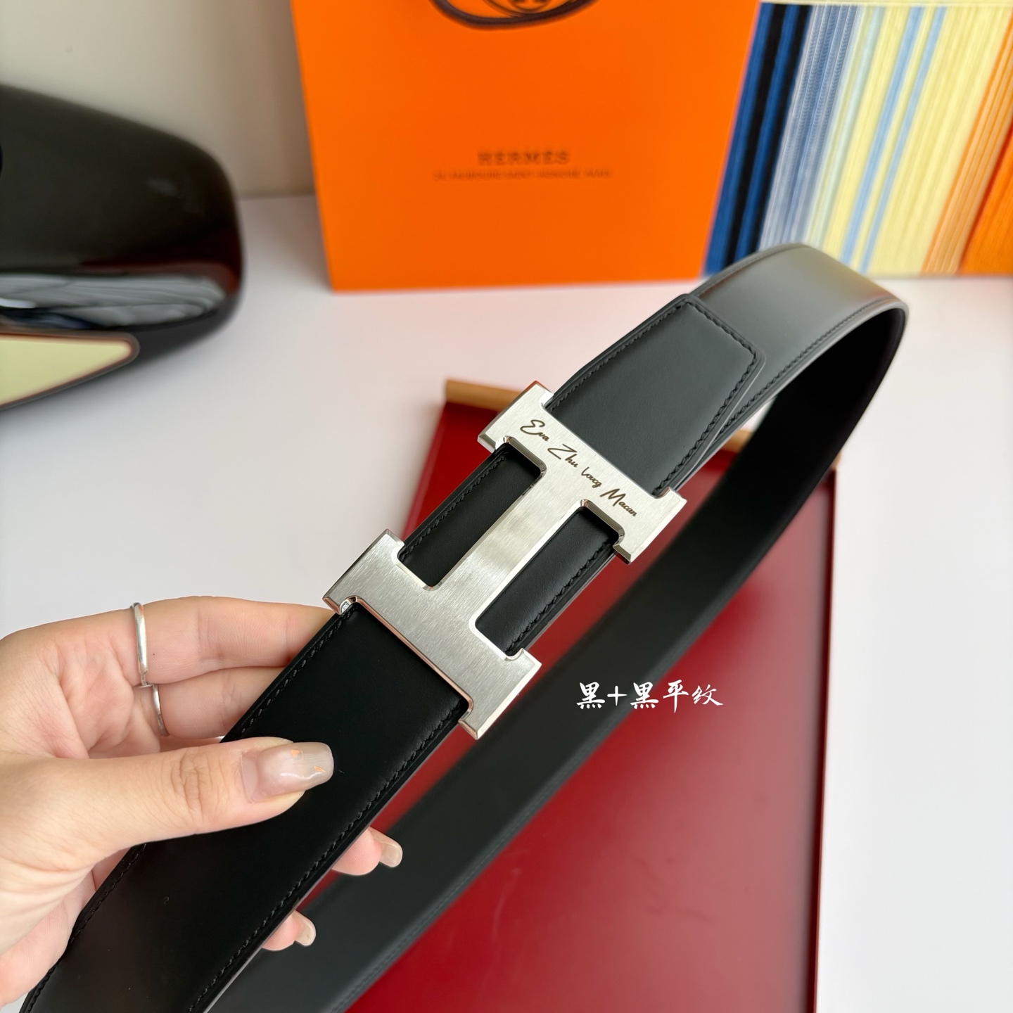 【爱马仕】Hermes 原单爱马仕，宽3.8cm进口原版皮带身，双面可两面用，精品电镀五金 ！