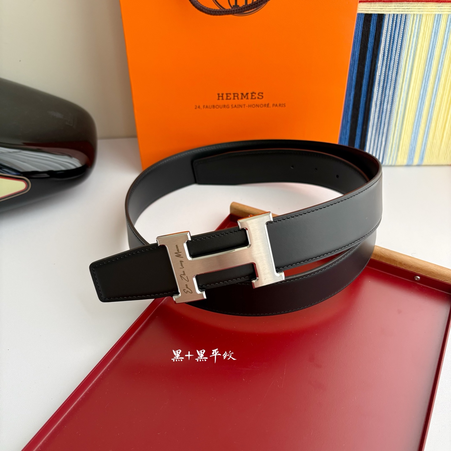 【爱马仕】Hermes 原单爱马仕，宽3.8cm进口原版皮带身，双面可两面用，精品电镀五金 ！