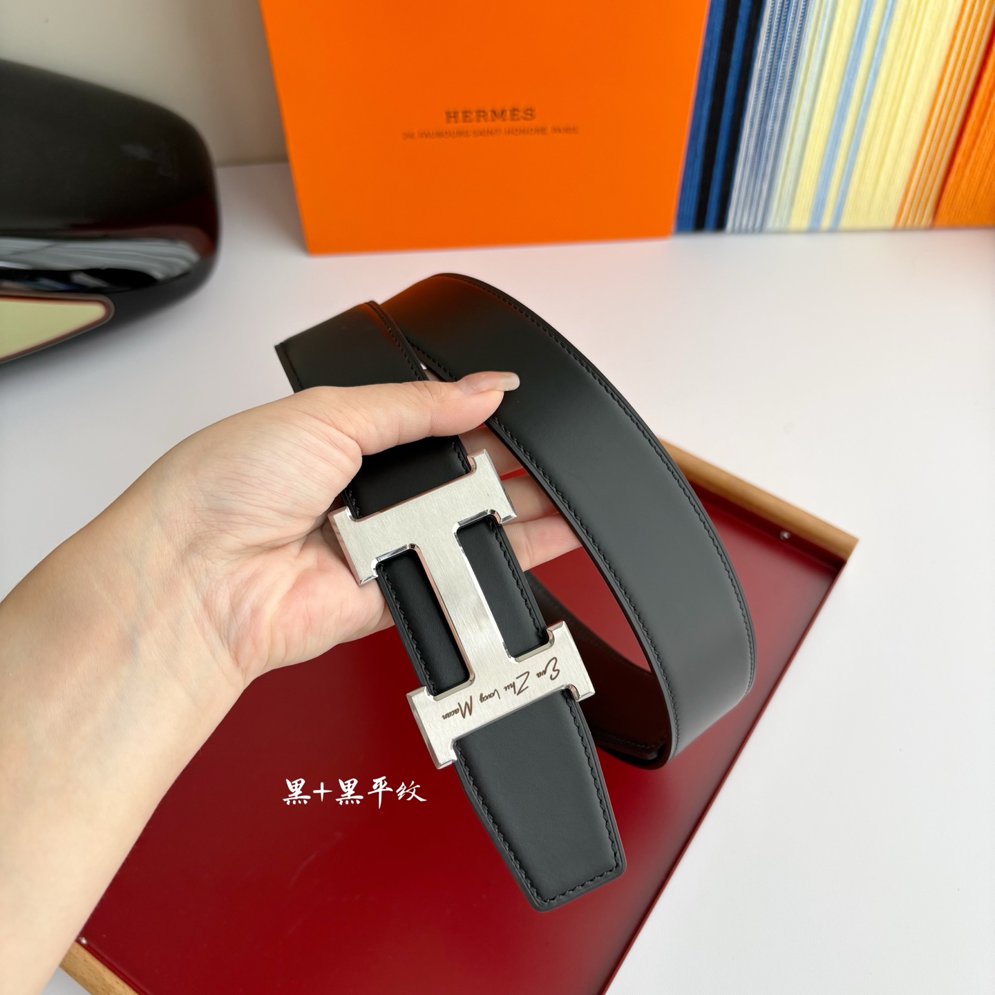 【爱马仕】Hermes 原单爱马仕，宽3.8cm进口原版皮带身，双面可两面用，精品电镀五金 ！