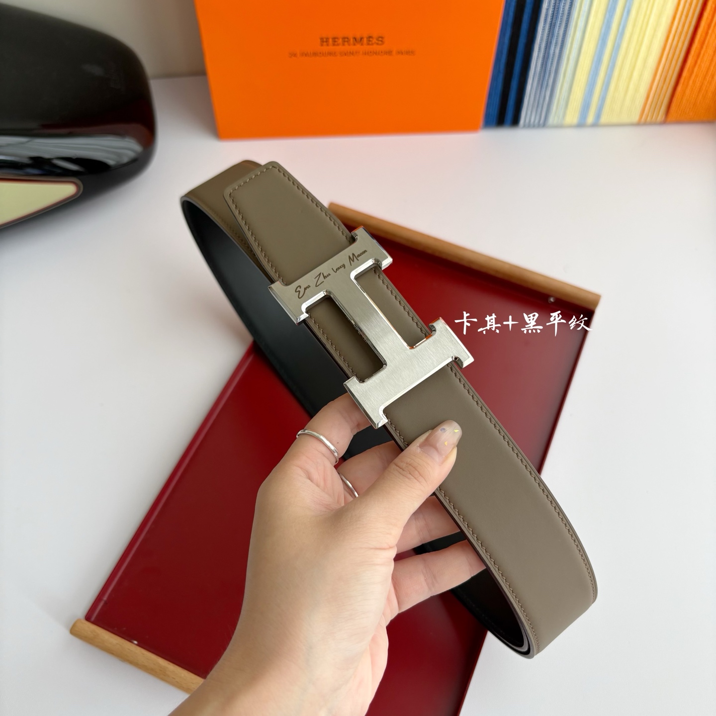 【爱马仕】Hermes 原单爱马仕，宽3.8cm进口原版皮带身，双面可两面用，精品电镀五金 ！