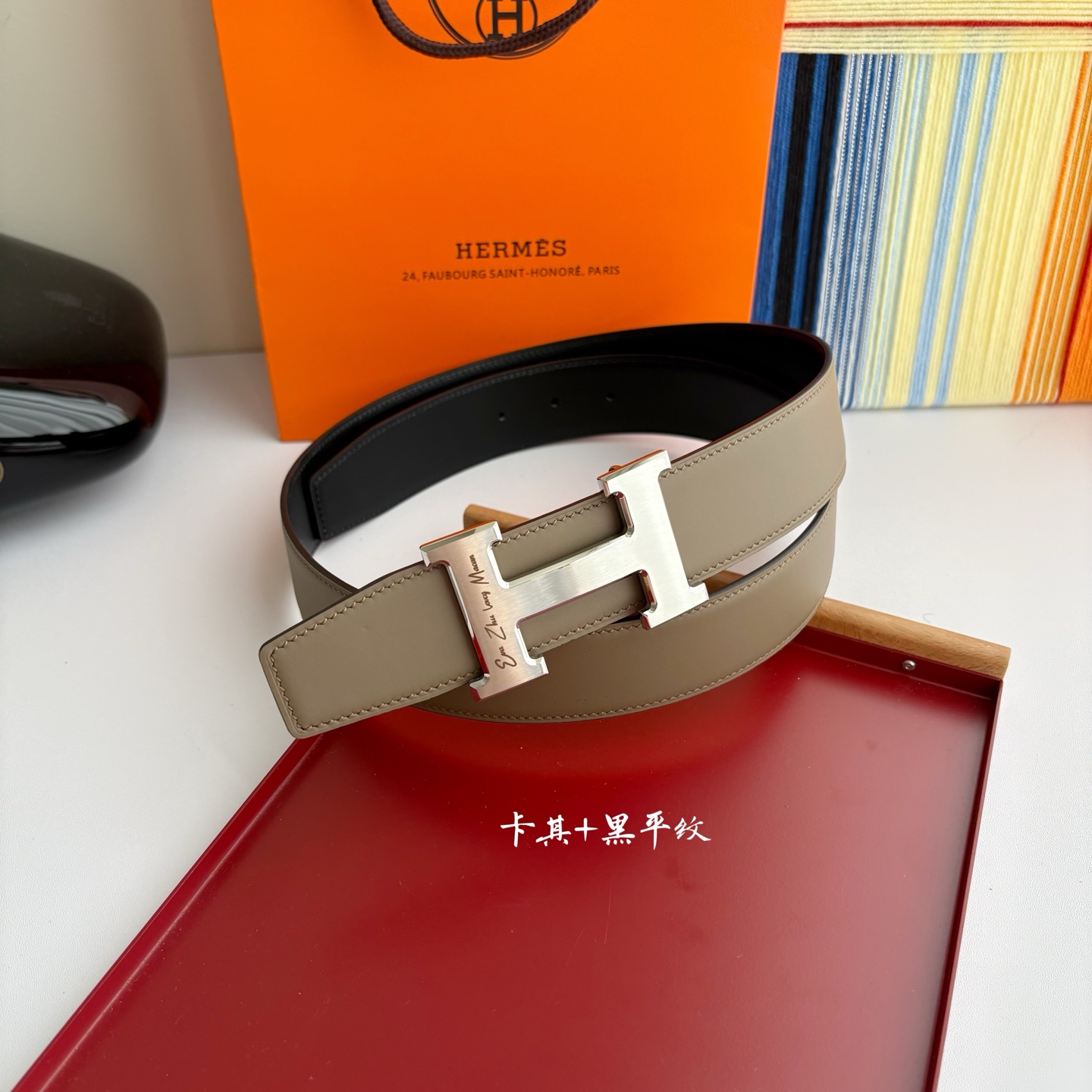 【爱马仕】Hermes 原单爱马仕，宽3.8cm进口原版皮带身，双面可两面用，精品电镀五金 ！