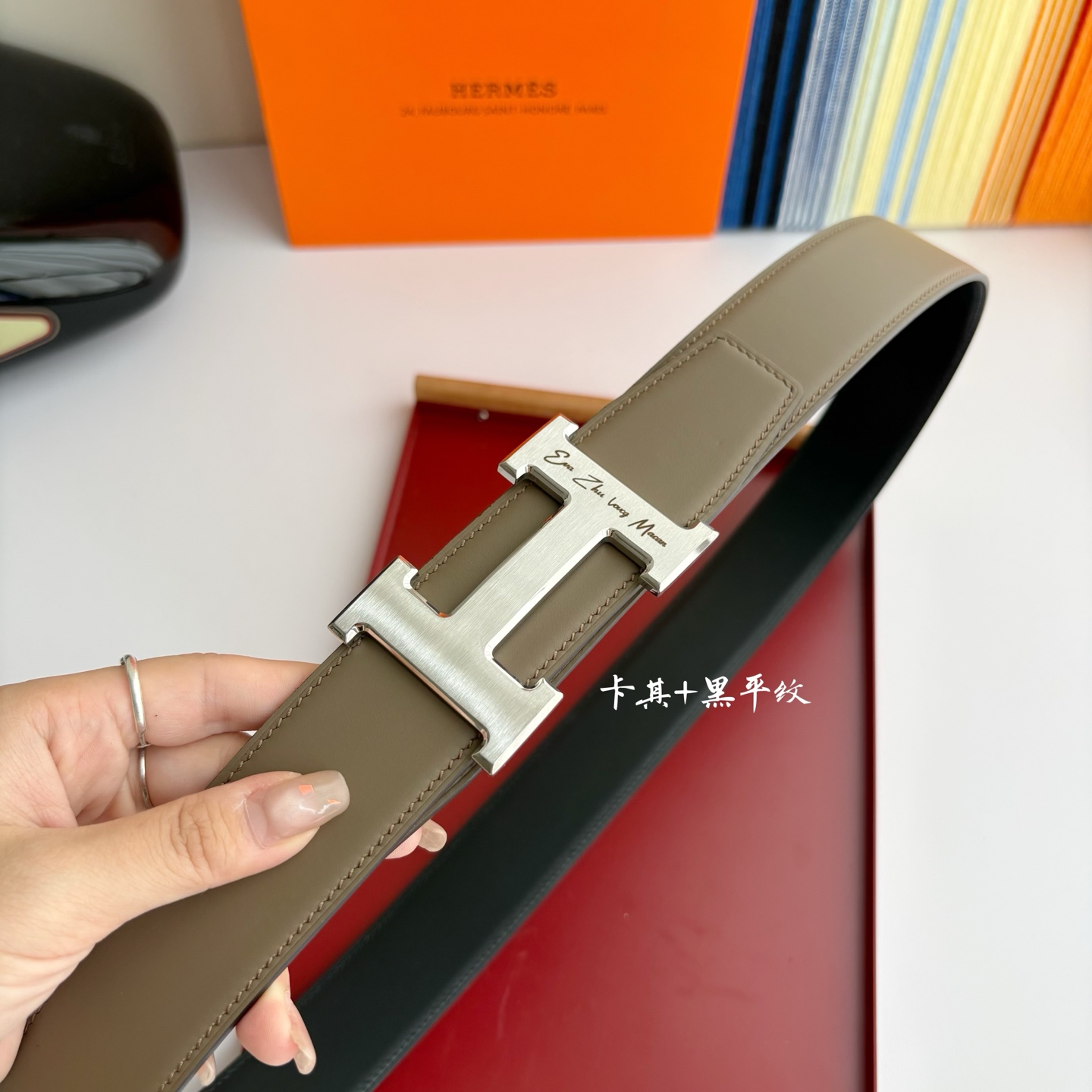 【爱马仕】Hermes 原单爱马仕，宽3.8cm进口原版皮带身，双面可两面用，精品电镀五金 ！