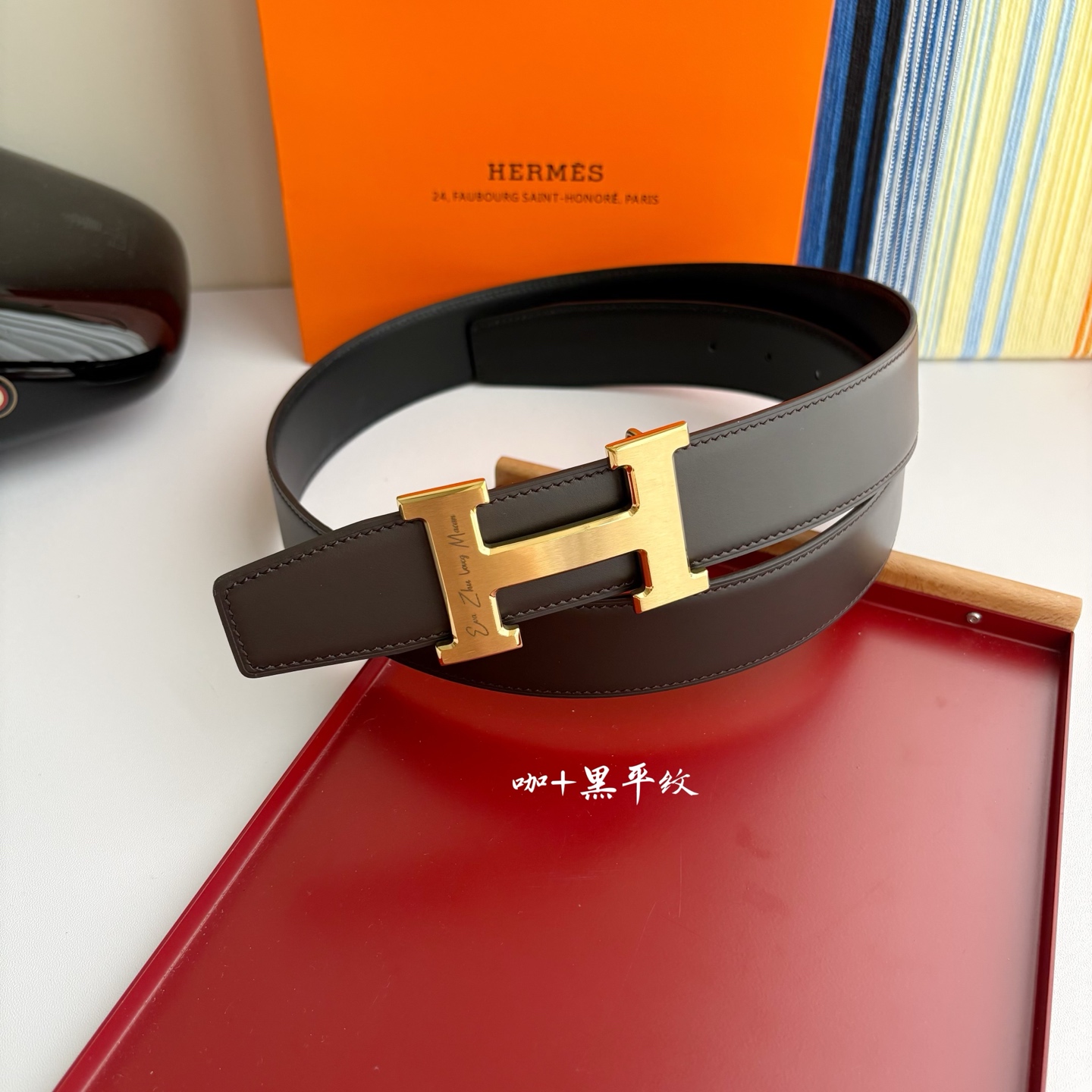 【爱马仕】Hermes 原单爱马仕，宽3.8cm进口原版皮带身，双面可两面用，精品电镀五金 ！