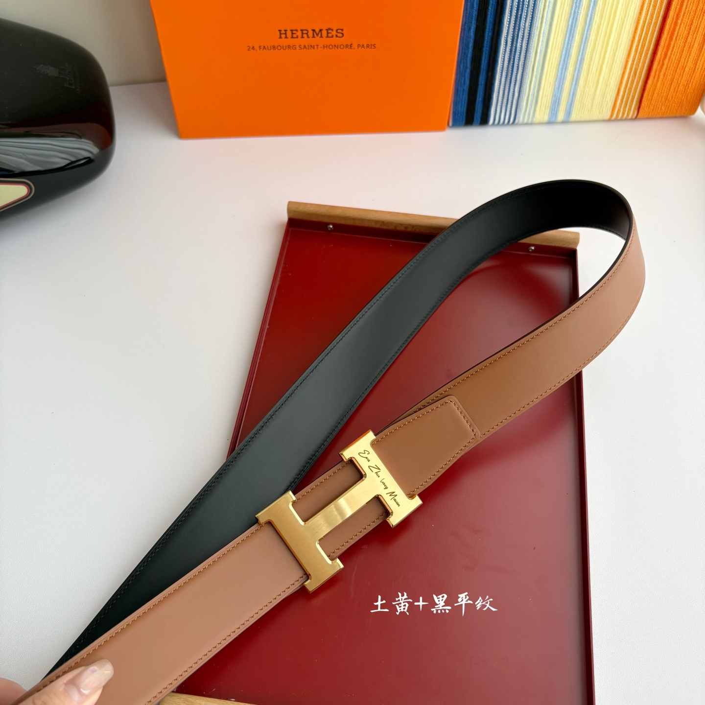 【爱马仕】Hermes 原单爱马仕，宽3.8cm进口原版皮带身，双面可两面用，精品电镀五金 ！