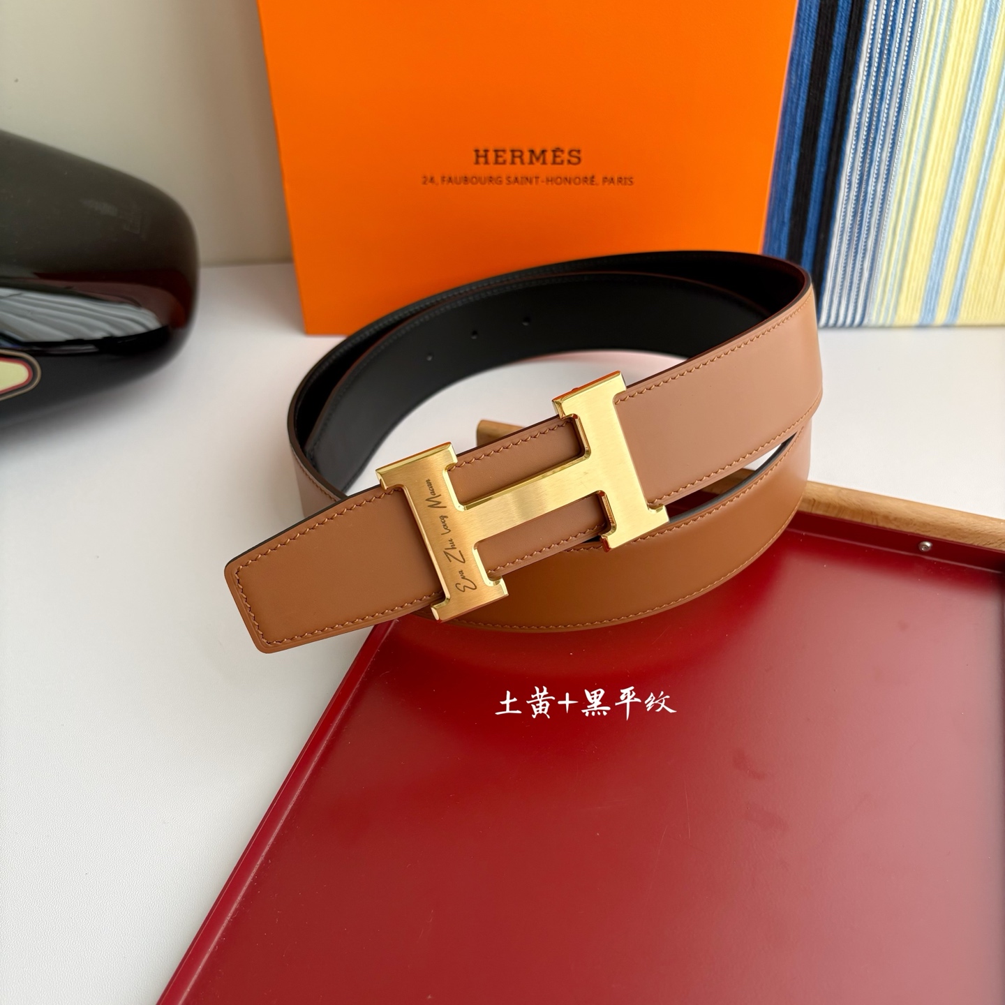 【爱马仕】Hermes 原单爱马仕，宽3.8cm进口原版皮带身，双面可两面用，精品电镀五金 ！