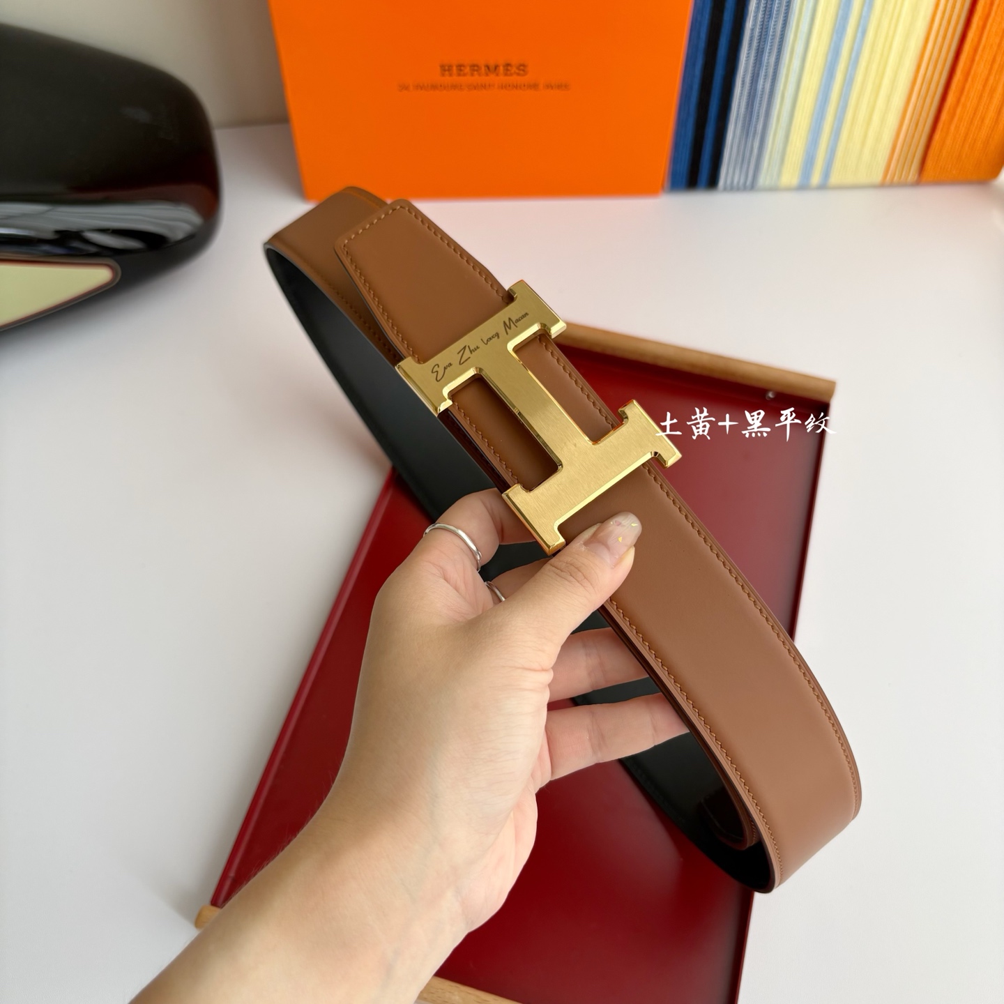 【爱马仕】Hermes 原单爱马仕，宽3.8cm进口原版皮带身，双面可两面用，精品电镀五金 ！