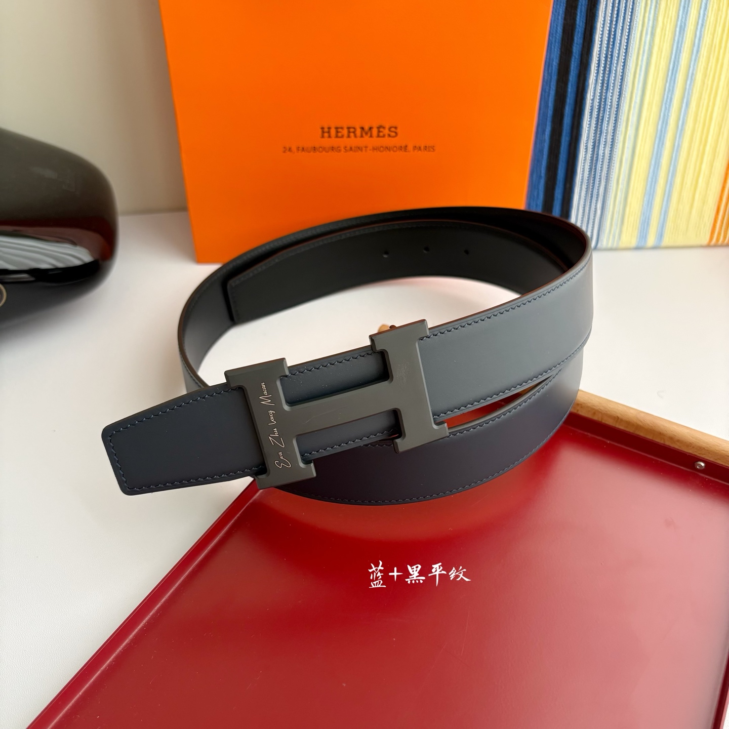 【爱马仕】Hermes 原单爱马仕，宽3.8cm进口原版皮带身，双面可两面用，精品电镀五金 ！