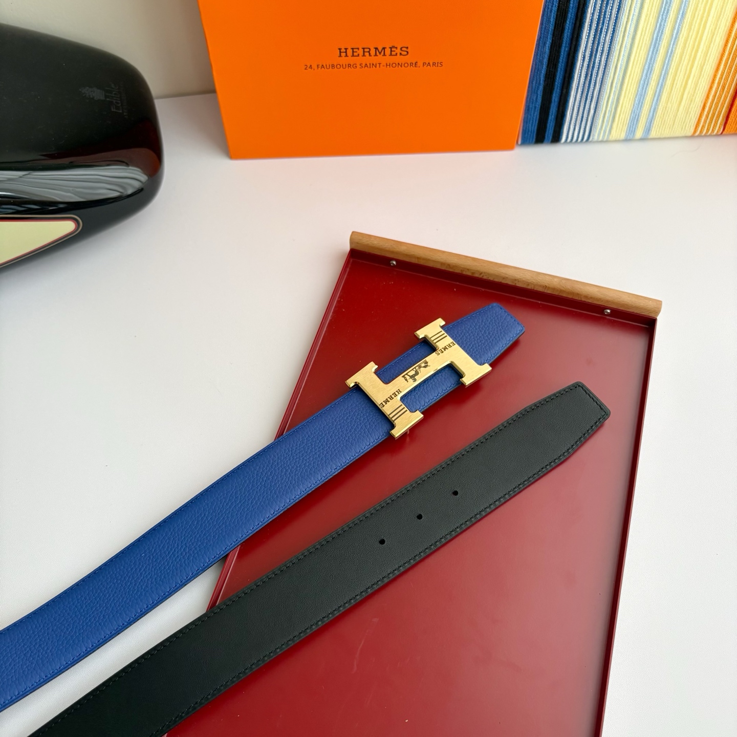 【爱马仕】Hermes 原单爱马仕，宽3.8cm进口原版皮带身，双面可两面用，精品电镀五金 ！