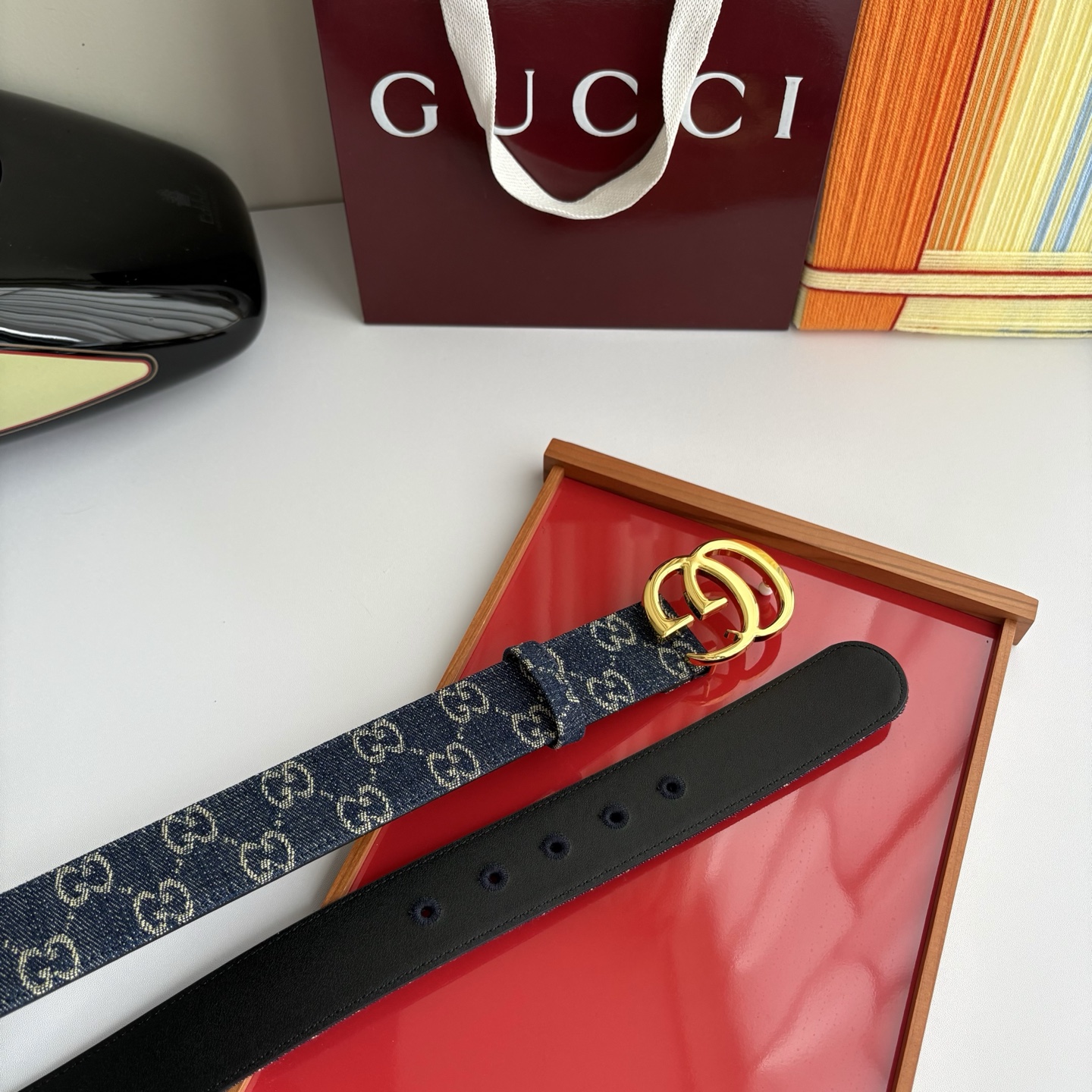 Gucci 经典原单品质，牛仔布品牌印花logo搭配原版平纹皮底，纯铜精品扣，精工制作，细节看图，实物拍