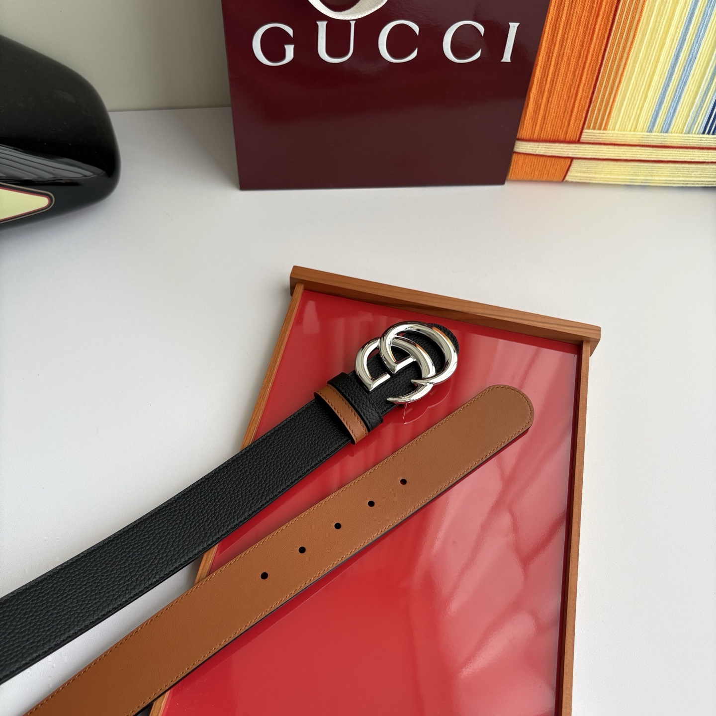 Gucci 经典原单品质，荔枝纹面搭土黄平纹底，精品铜扣，精工制作，细节看图，实物拍摄，高端奢华，宽度4