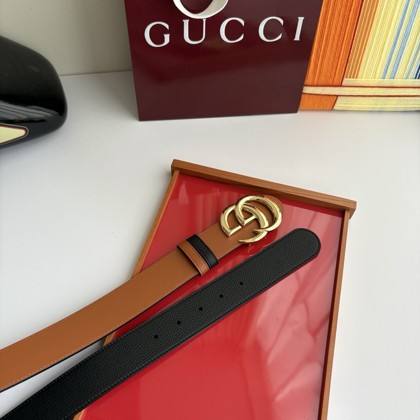 Gucci 经典原单品质，荔枝纹面搭土黄平纹底，精品铜扣，精工制作，细节看图，实物拍摄，高端奢华，宽度4