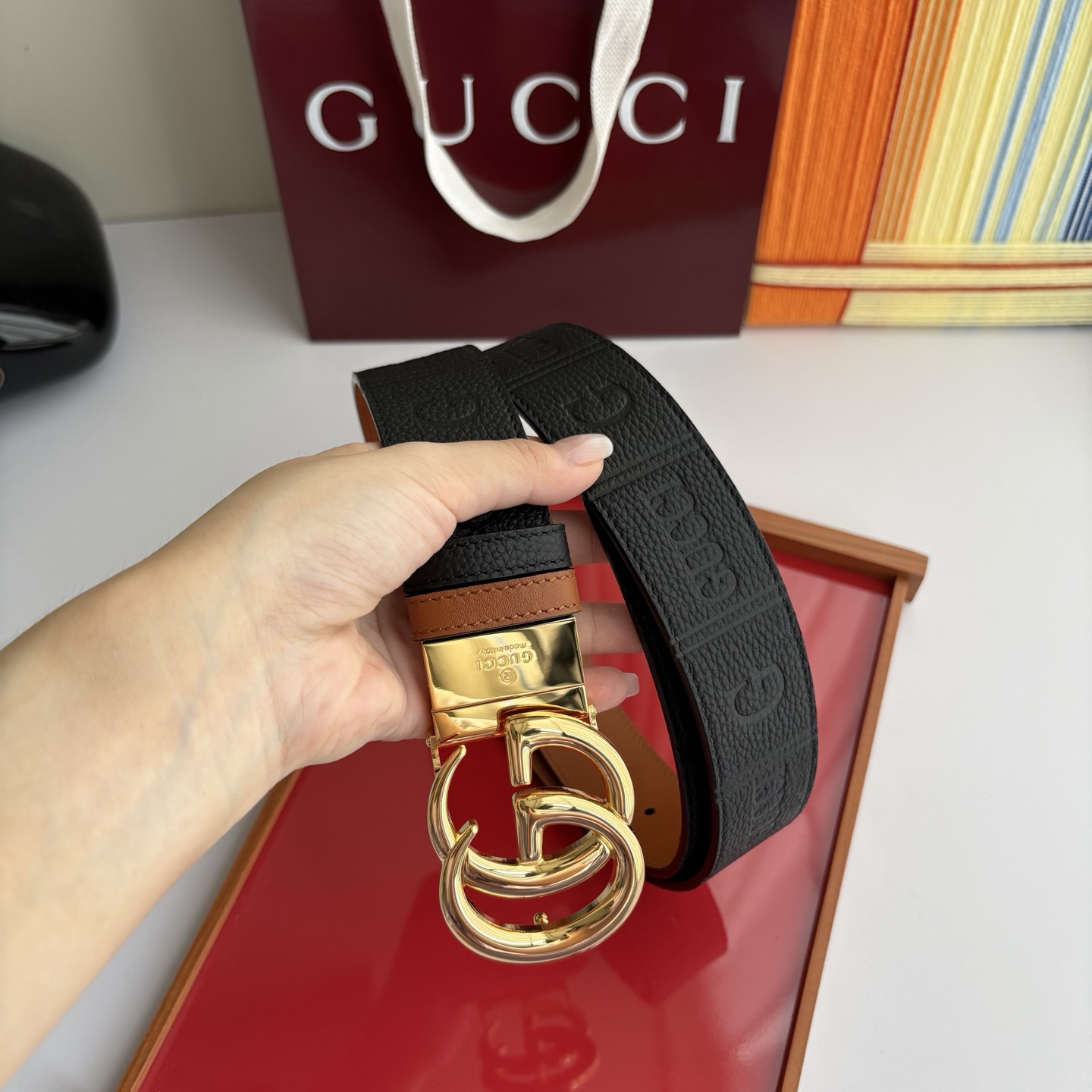Gucci 经典原单品质，荔枝纹面搭土黄平纹底，精品旋转铜扣，精工制作，细节看图，实物拍摄，高端奢华，宽