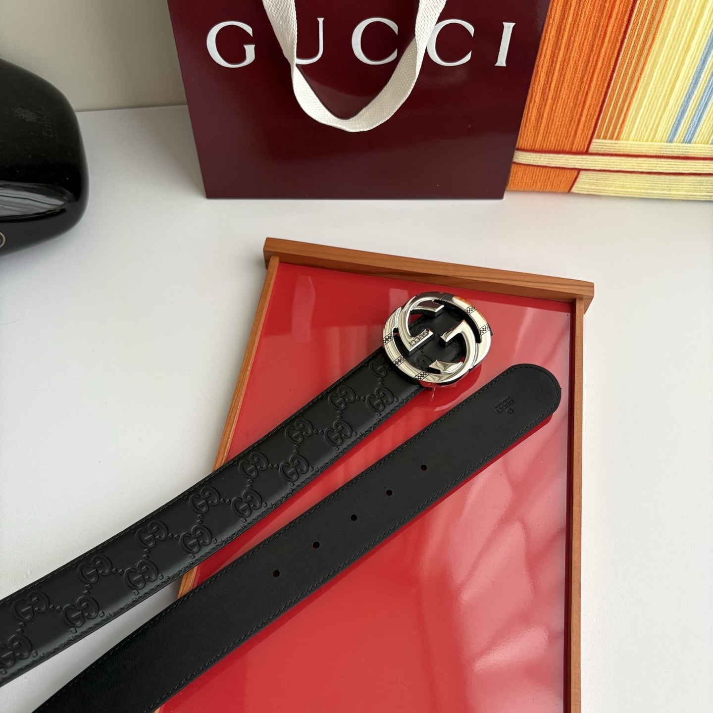 Gucci 经典原单品质，压花面搭配原版平纹底，精品铜扣，精工制作，细节看图，实物拍摄，高端奢华，宽度4