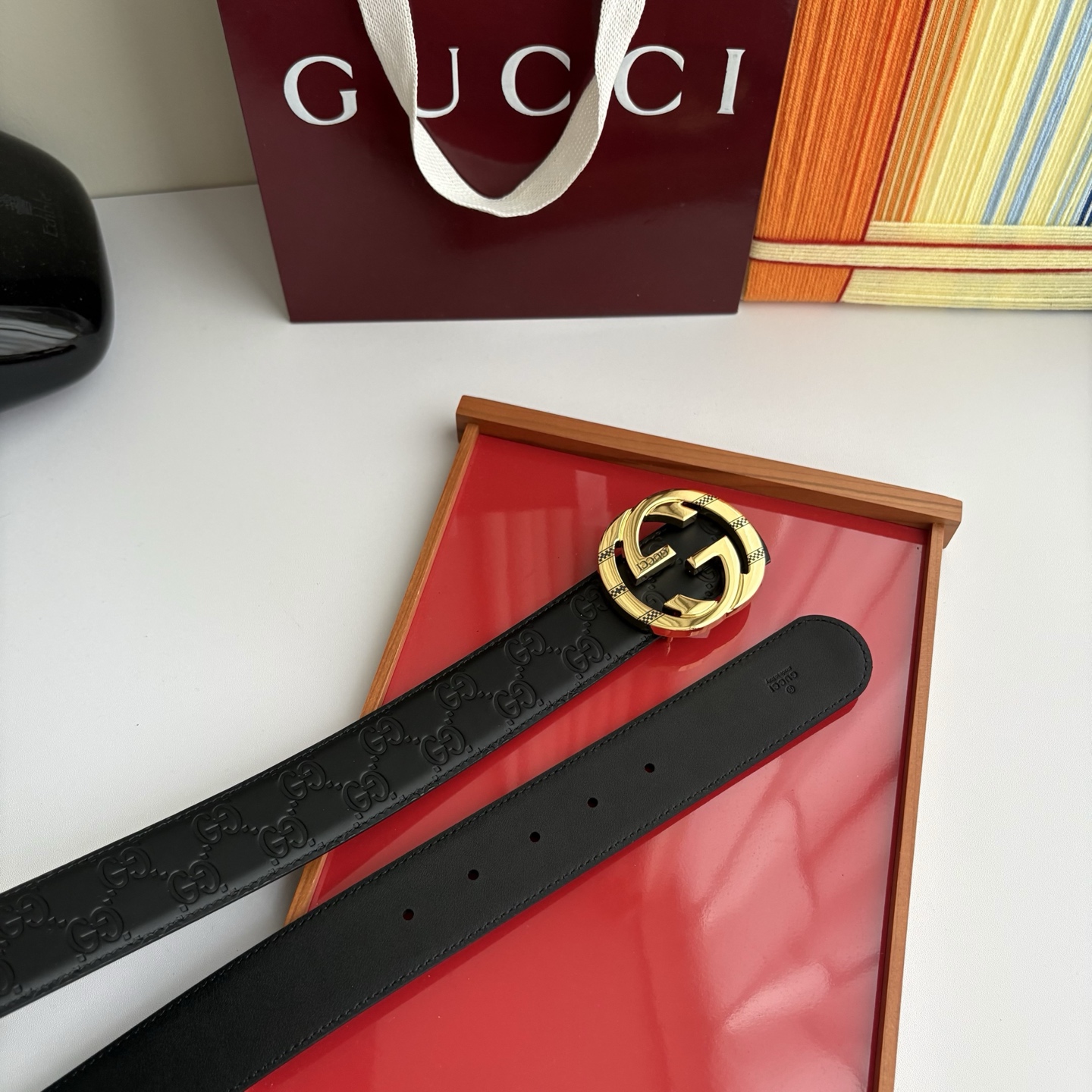 Gucci 经典原单品质，压花面搭配原版平纹底，精品铜扣，精工制作，细节看图，实物拍摄，高端奢华，宽度4