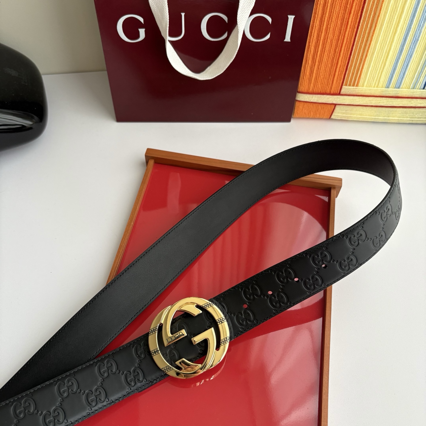 Gucci 经典原单品质，压花面搭配原版平纹底，精品铜扣，精工制作，细节看图，实物拍摄，高端奢华，宽度4