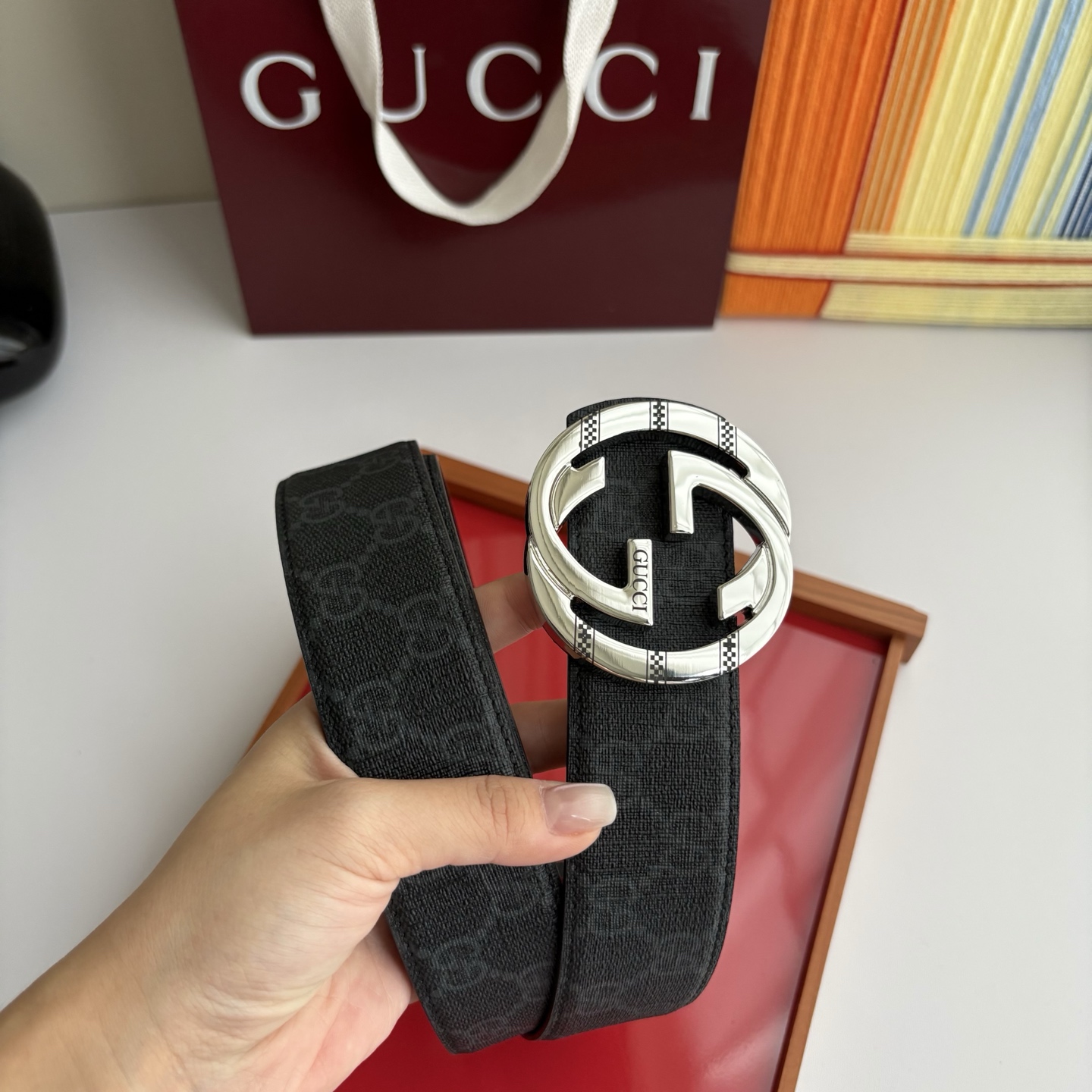 Gucci 经典原单品质，印花面搭配原版平纹底，精品铜扣，精工制作，细节看图，实物拍摄，高端奢华，宽度4