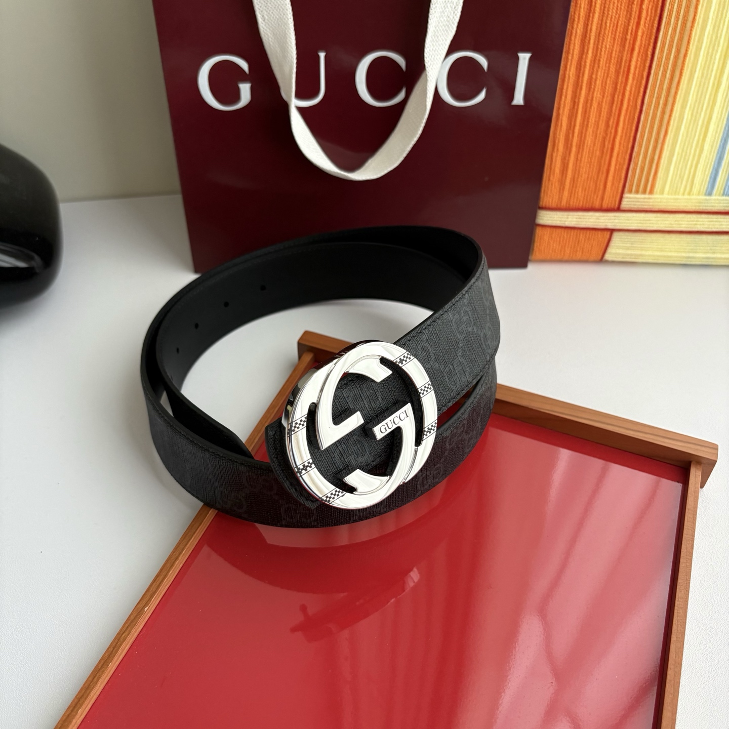 Gucci 经典原单品质，印花面搭配原版平纹底，精品铜扣，精工制作，细节看图，实物拍摄，高端奢华，宽度4