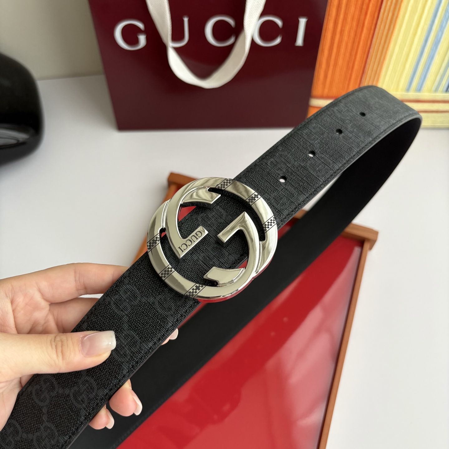 Gucci 经典原单品质，印花面搭配原版平纹底，精品铜扣，精工制作，细节看图，实物拍摄，高端奢华，宽度4