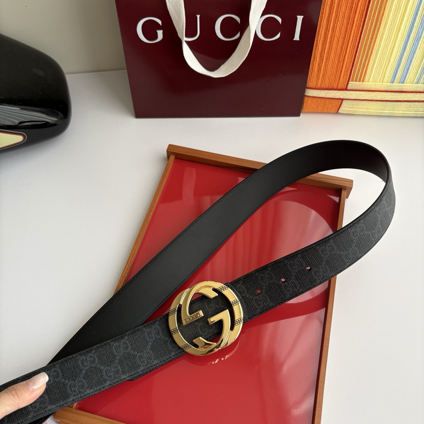 Gucci 经典原单品质，印花面搭配原版平纹底，精品铜扣，精工制作，细节看图，实物拍摄，高端奢华，宽度4
