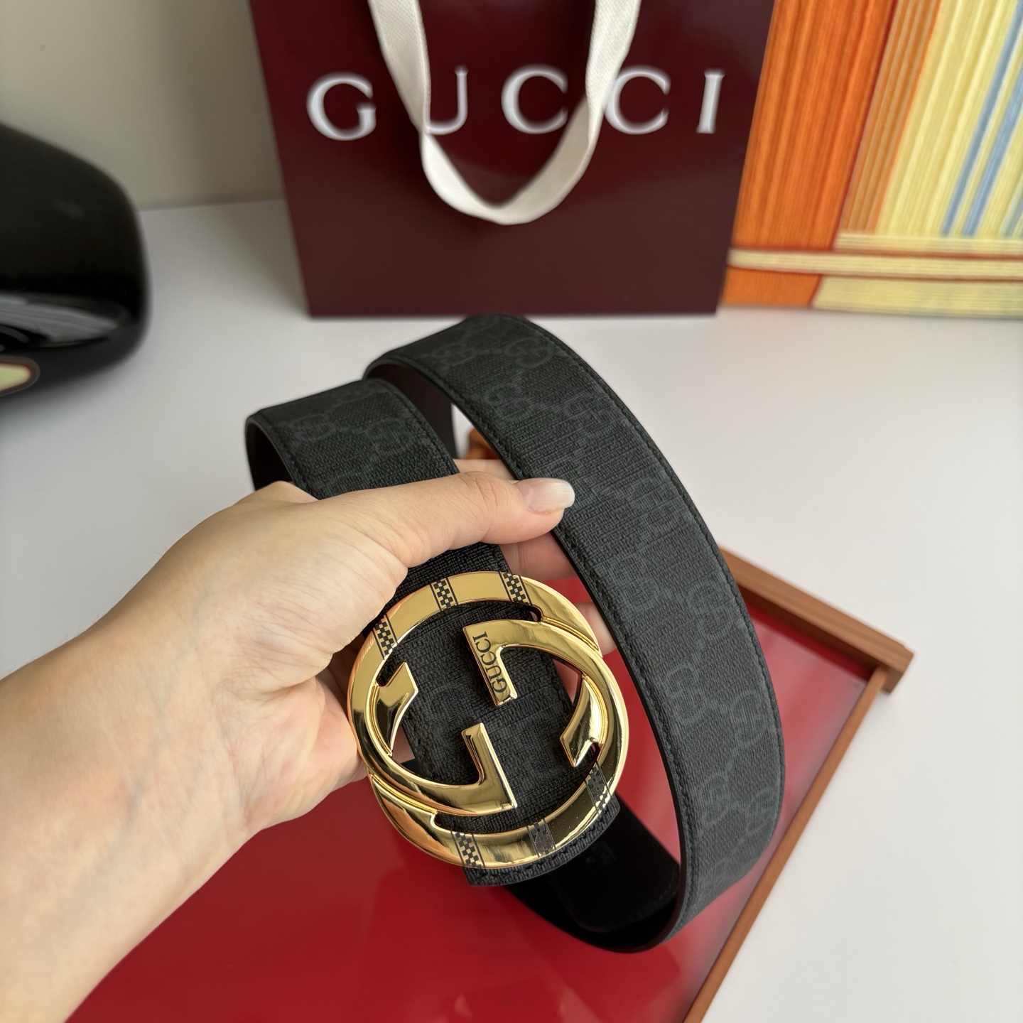 Gucci 经典原单品质，印花面搭配原版平纹底，精品铜扣，精工制作，细节看图，实物拍摄，高端奢华，宽度4