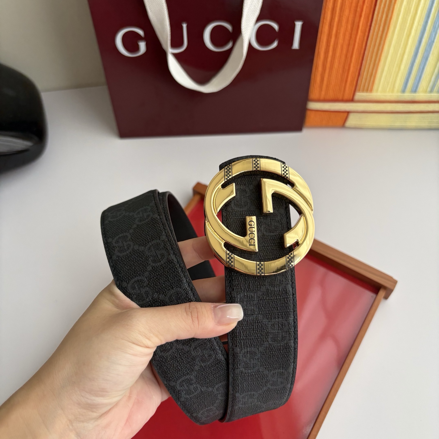 Gucci 经典原单品质，印花面搭配原版平纹底，精品铜扣，精工制作，细节看图，实物拍摄，高端奢华，宽度4