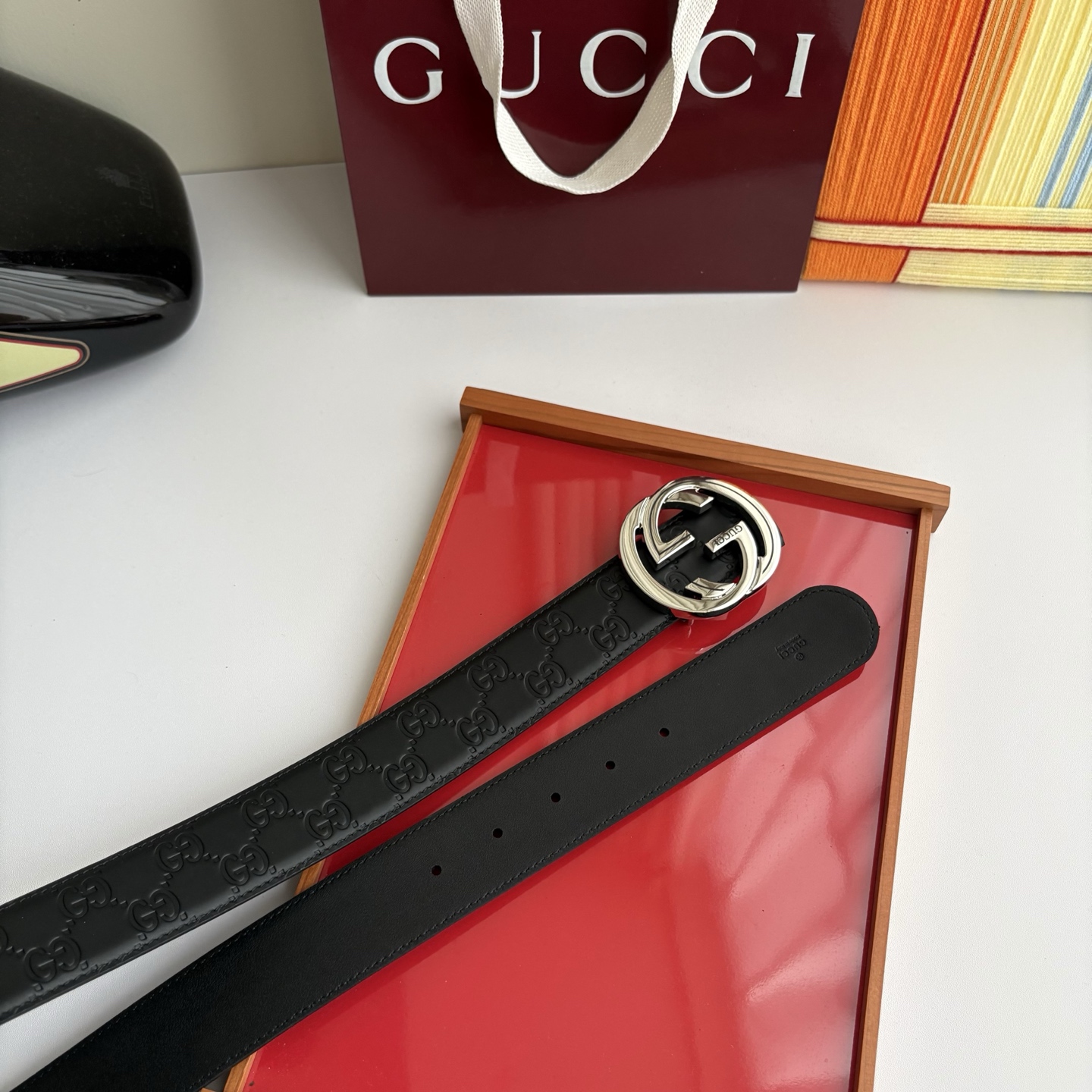 Gucci 经典原单品质，压花面搭配原版平纹底，精品铜扣，精工制作，细节看图，实物拍摄，高端奢华，宽度4