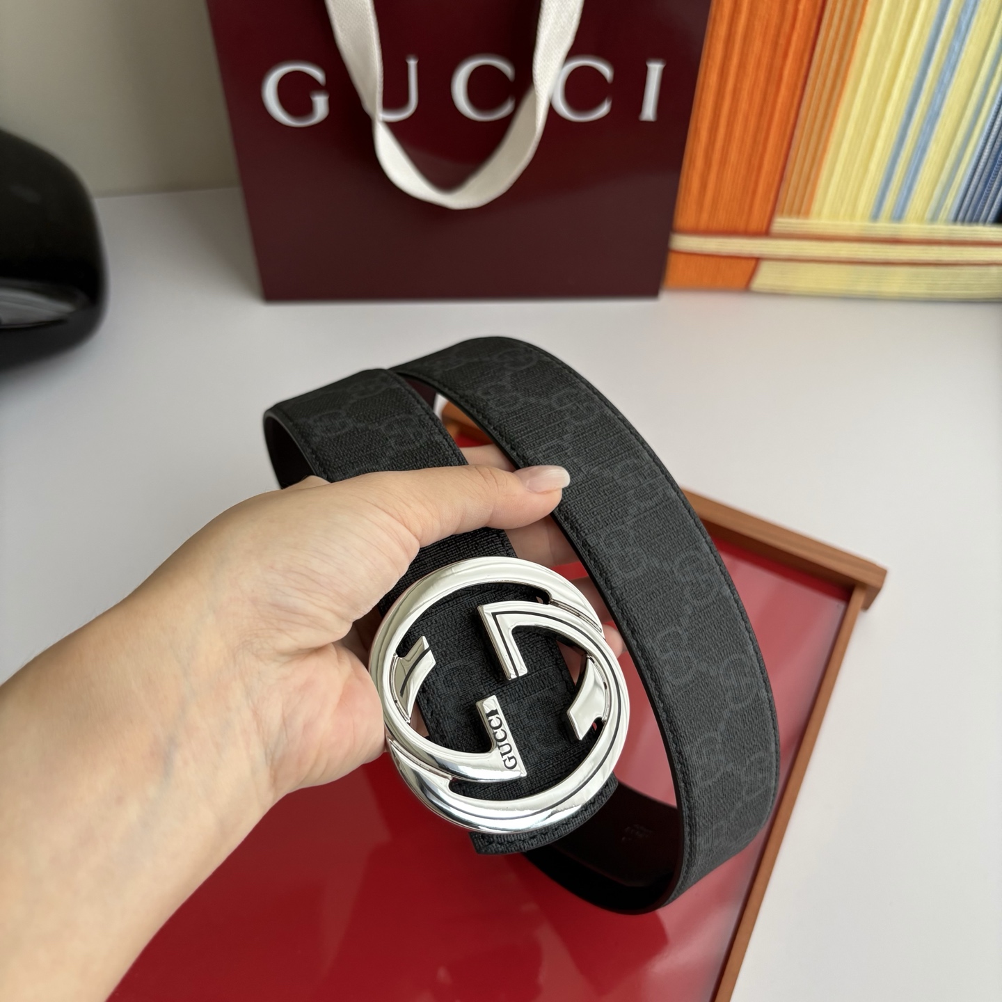 Gucci 经典原单品质，印花面搭配原版平纹底，精品铜扣，精工制作，细节看图，实物拍摄，高端奢华，宽度4