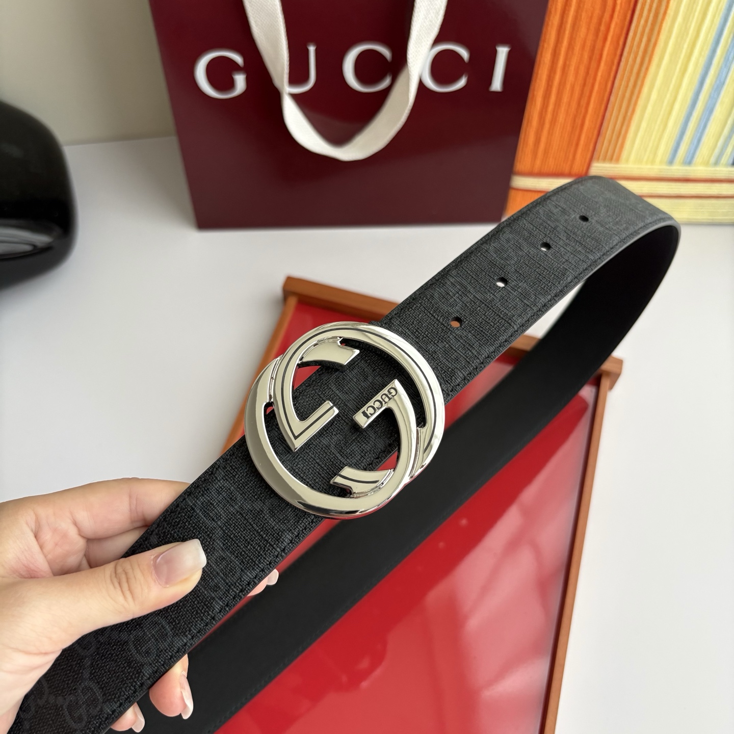 Gucci 经典原单品质，印花面搭配原版平纹底，精品铜扣，精工制作，细节看图，实物拍摄，高端奢华，宽度4