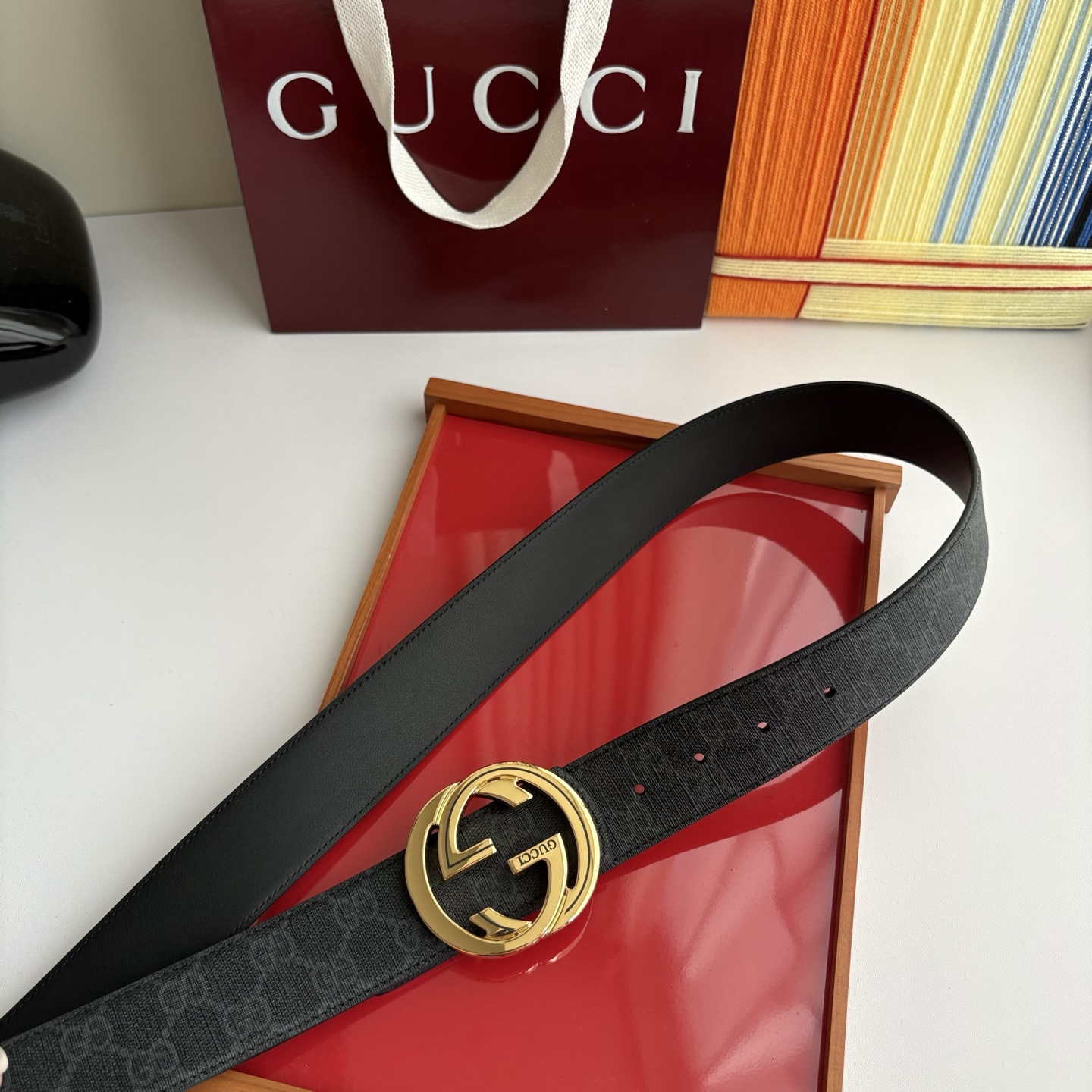 Gucci 经典原单品质，印花面搭配原版平纹底，精品铜扣，精工制作，细节看图，实物拍摄，高端奢华，宽度4