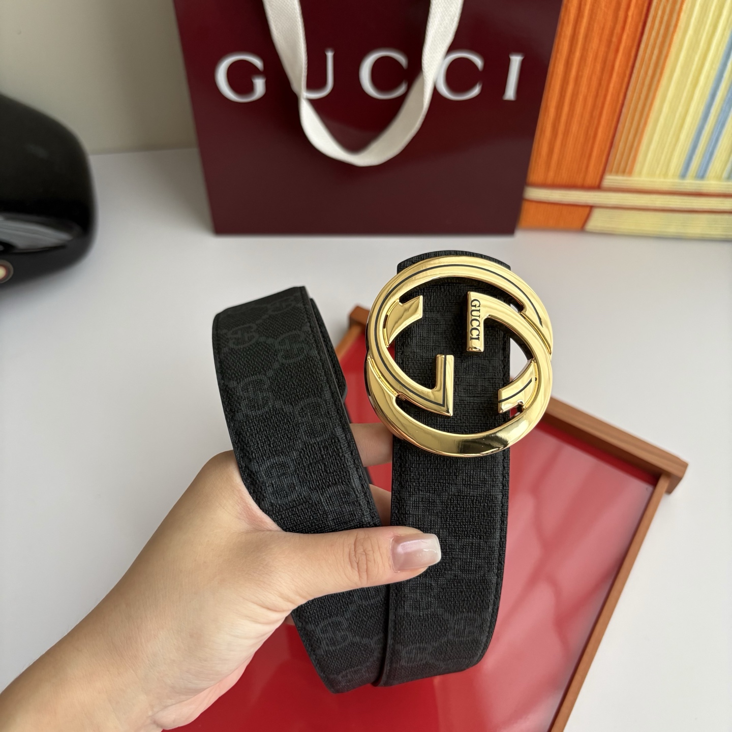 Gucci 经典原单品质，印花面搭配原版平纹底，精品铜扣，精工制作，细节看图，实物拍摄，高端奢华，宽度4