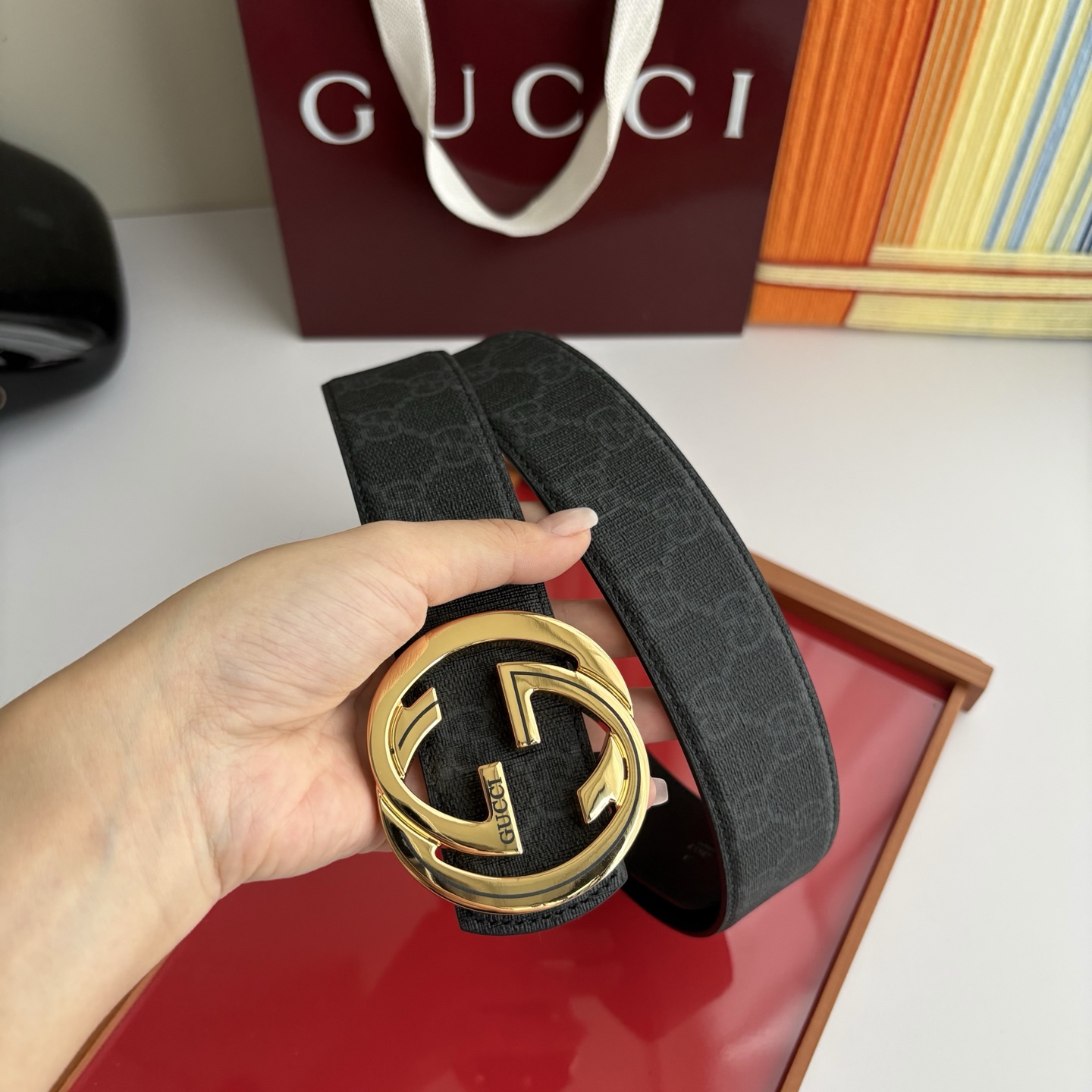 Gucci 经典原单品质，印花面搭配原版平纹底，精品铜扣，精工制作，细节看图，实物拍摄，高端奢华，宽度4