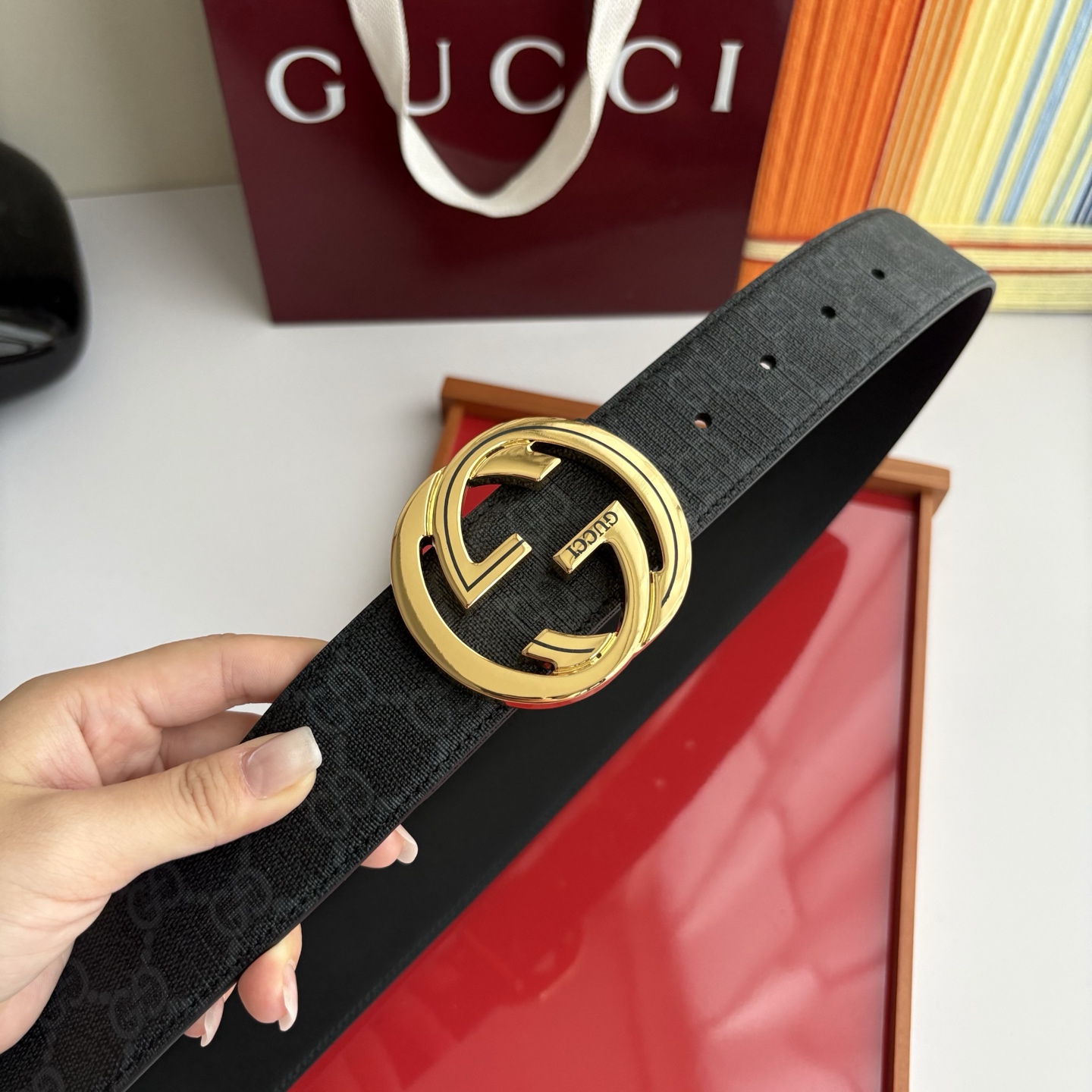 Gucci 经典原单品质，印花面搭配原版平纹底，精品铜扣，精工制作，细节看图，实物拍摄，高端奢华，宽度4