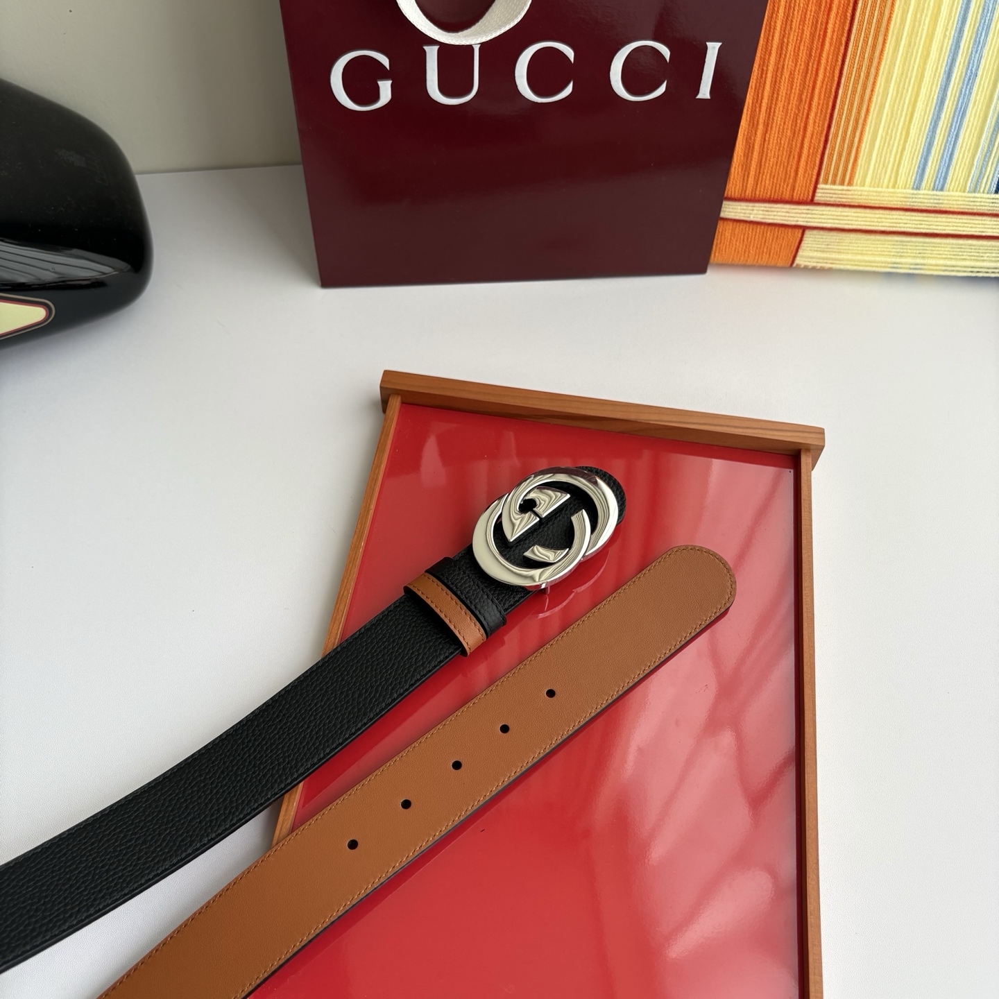 Gucci 经典原单品质，荔枝纹面搭土黄平纹底，精品铜扣，精工制作，细节看图，实物拍摄，高端奢华，宽度4