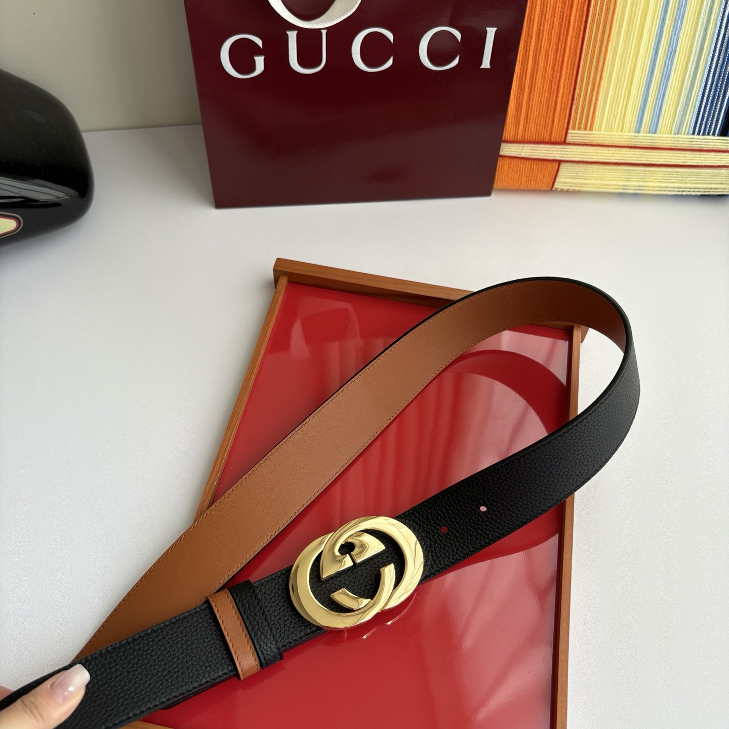 Gucci 经典原单品质，荔枝纹面搭土黄平纹底，精品铜扣，精工制作，细节看图，实物拍摄，高端奢华，宽度4