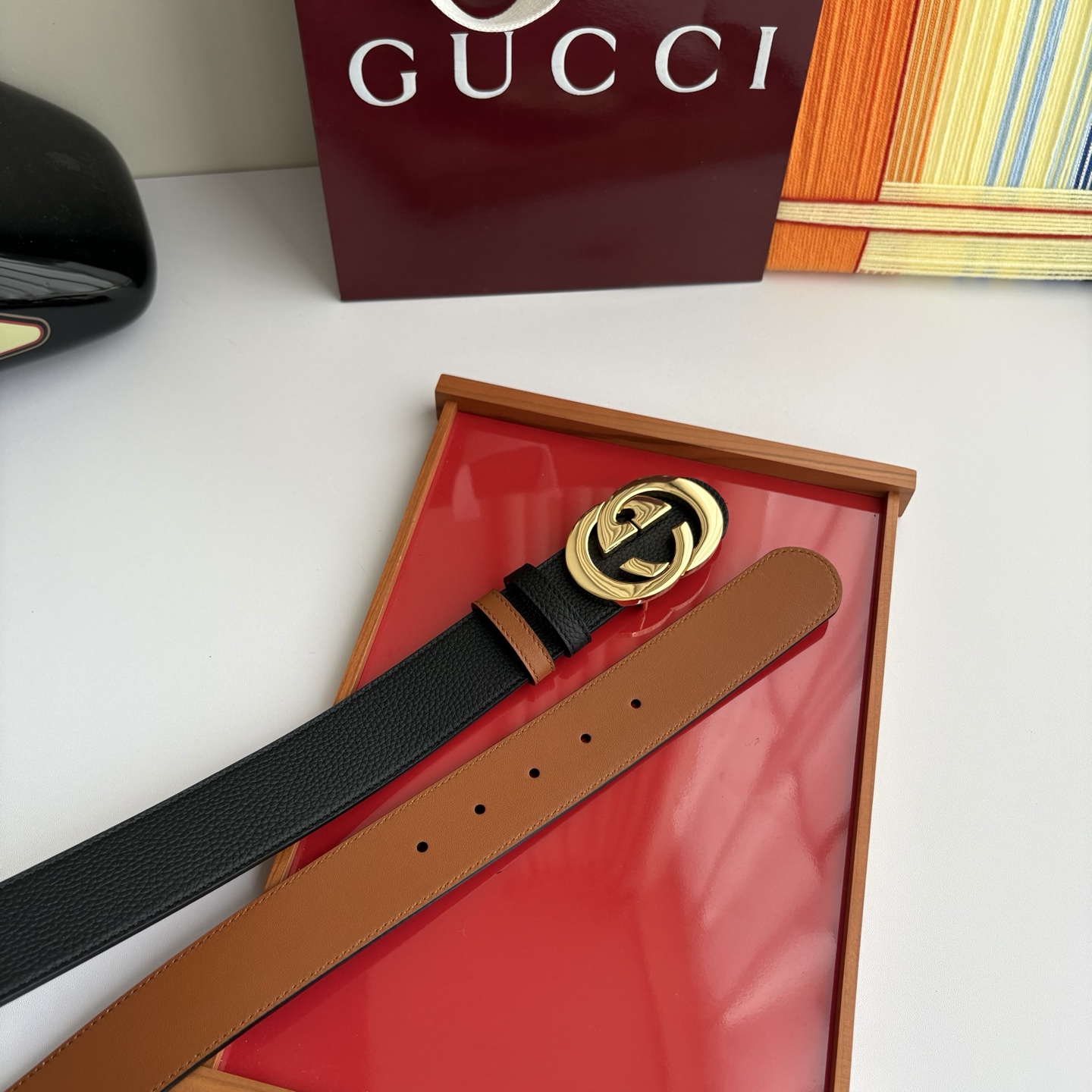 Gucci 经典原单品质，荔枝纹面搭土黄平纹底，精品铜扣，精工制作，细节看图，实物拍摄，高端奢华，宽度4