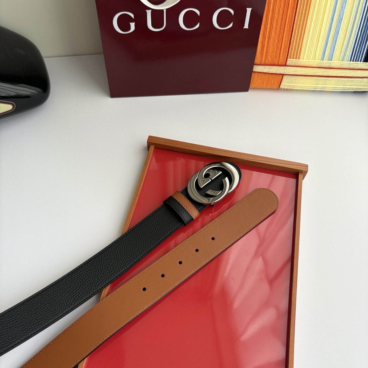 Gucci 经典原单品质，荔枝纹面搭土黄平纹底，精品铜扣，精工制作，细节看图，实物拍摄，高端奢华，宽度4