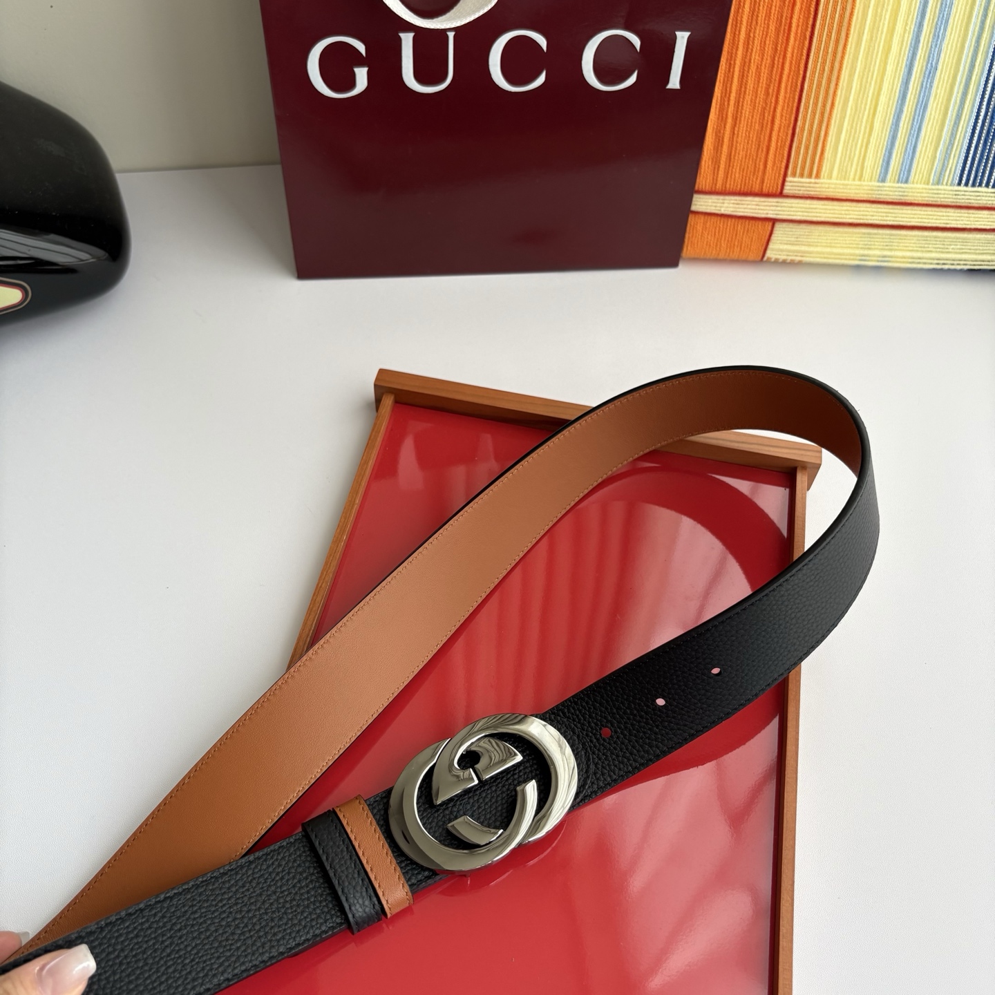 Gucci 经典原单品质，荔枝纹面搭土黄平纹底，精品铜扣，精工制作，细节看图，实物拍摄，高端奢华，宽度4