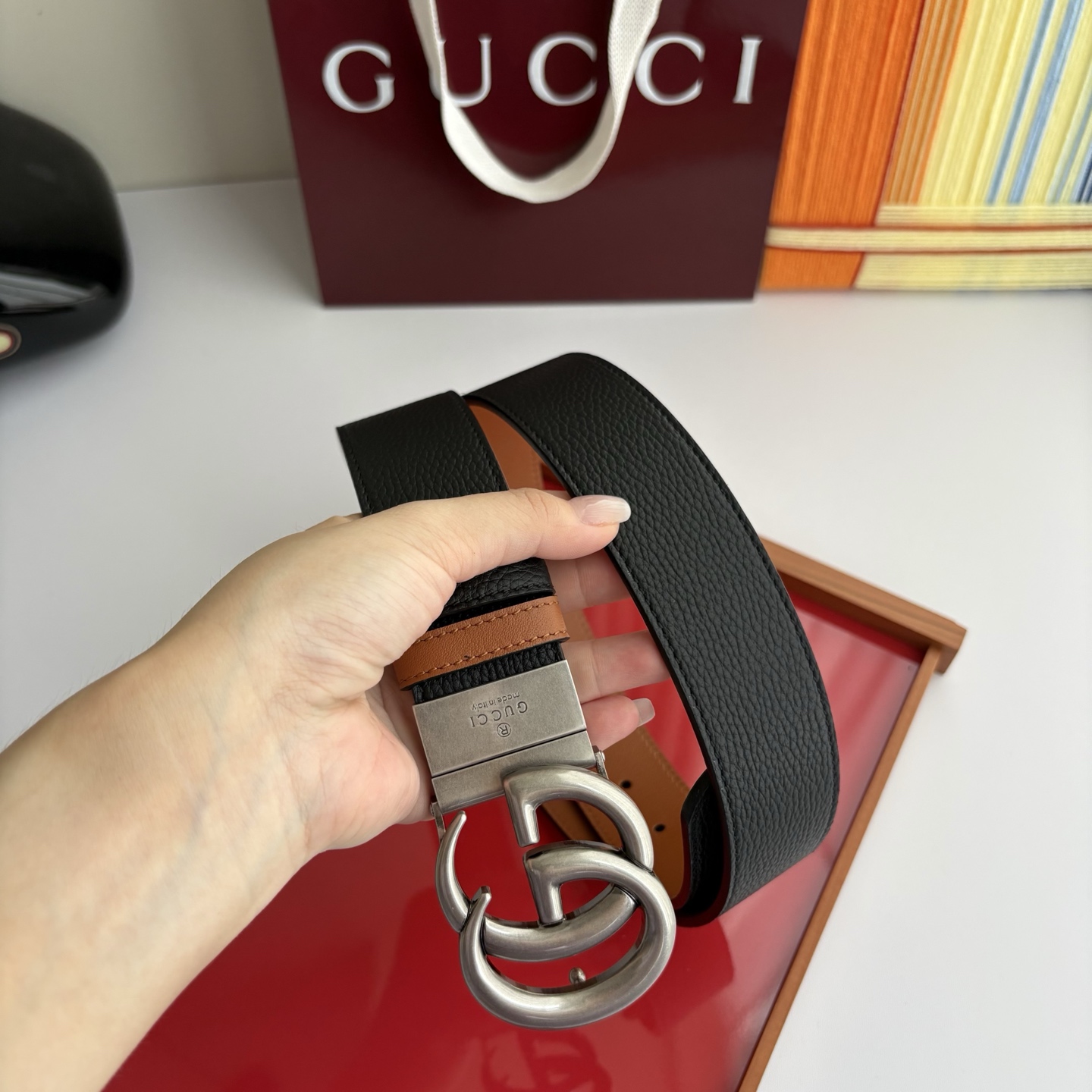 Gucci 经典原单品质，荔枝纹面搭土黄平纹底，精品旋转铜扣，精工制作，细节看图，实物拍摄，高端奢华，宽