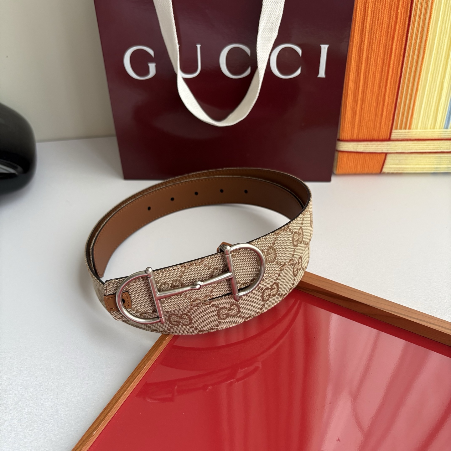 Gucci 经典原单品质，印花织布面搭配原版平纹底，精品铜扣，精工制作，细节看图，实物拍摄，高端奢华，宽