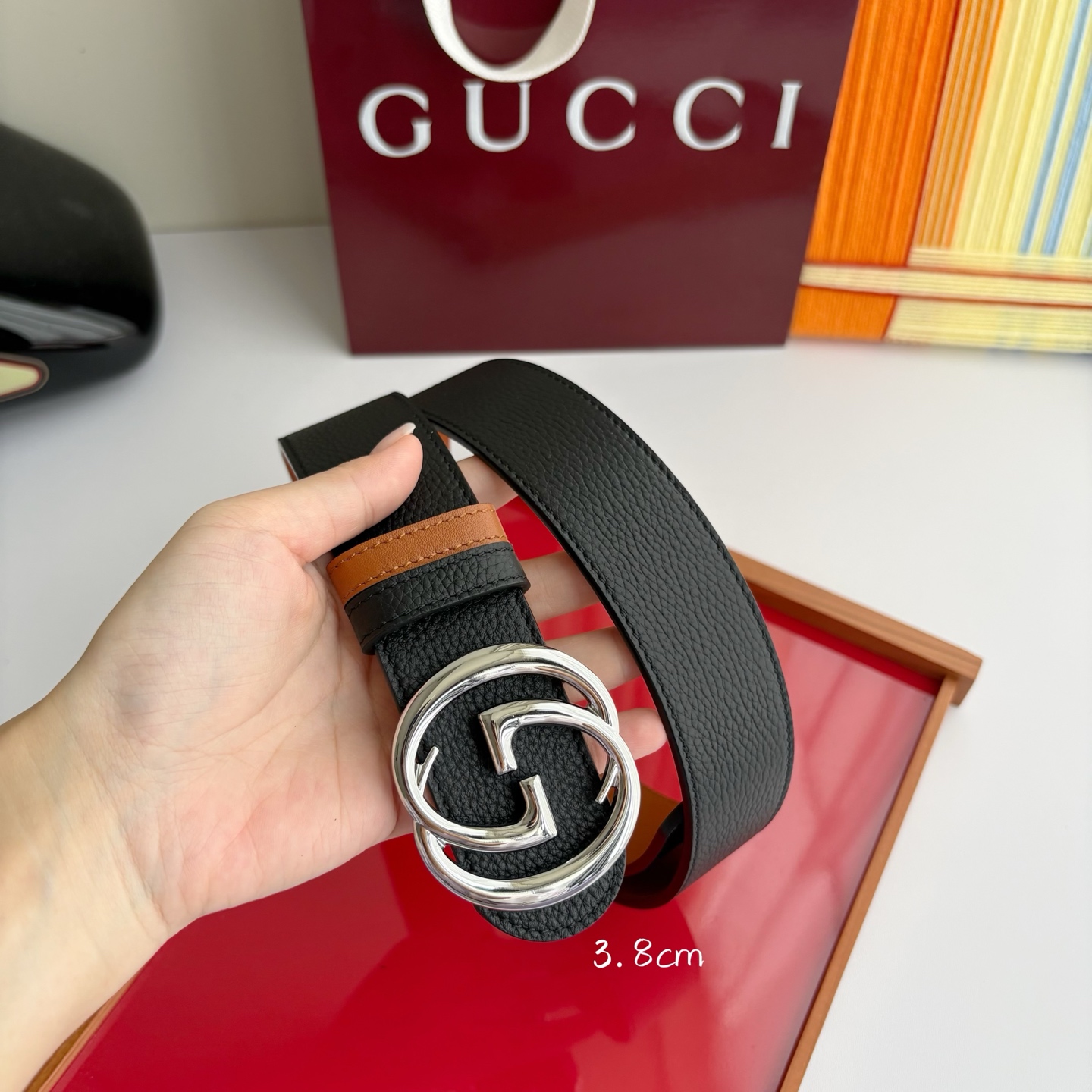 Gucci 经典原单品质，荔枝纹面搭土黄平纹底，精品铜扣，精工制作，细节看图，实物拍摄，高端奢华，宽度3