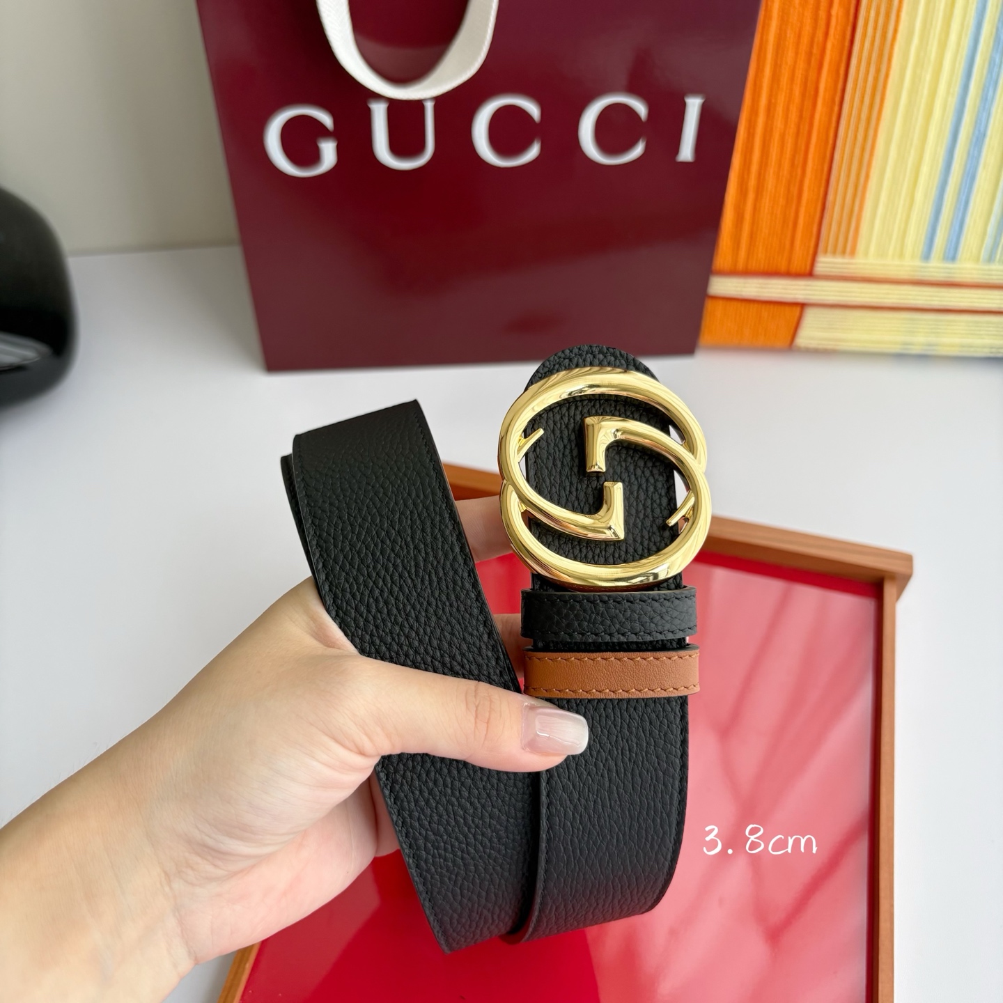 Gucci 经典原单品质，荔枝纹面搭土黄平纹底，精品铜扣，精工制作，细节看图，实物拍摄，高端奢华，宽度3