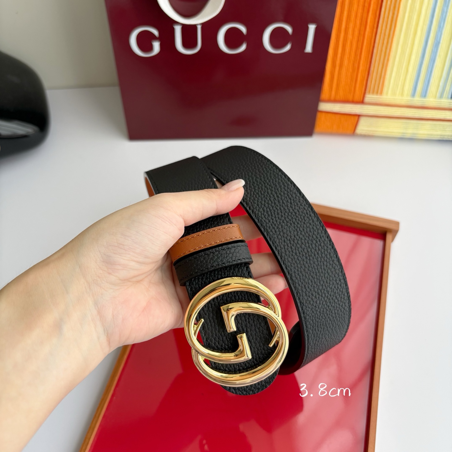 Gucci 经典原单品质，荔枝纹面搭土黄平纹底，精品铜扣，精工制作，细节看图，实物拍摄，高端奢华，宽度3