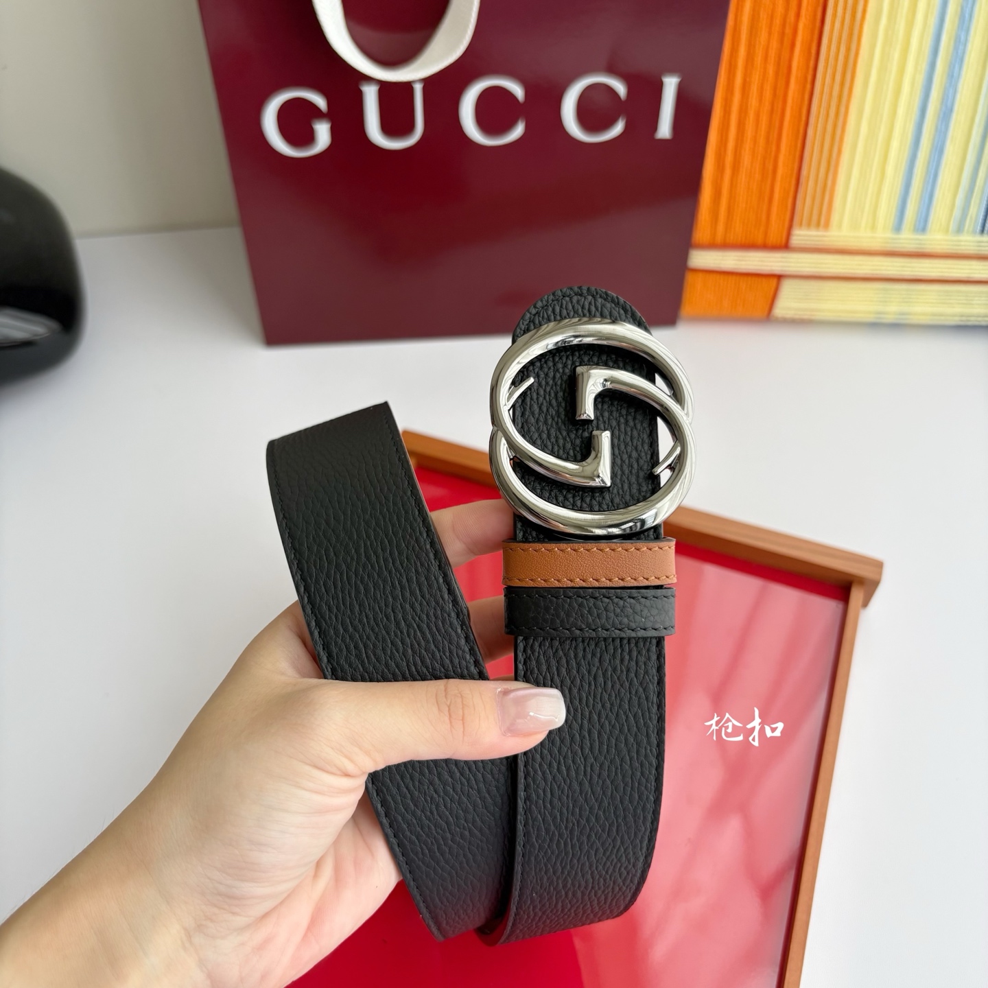 Gucci 经典原单品质，荔枝纹面搭土黄平纹底，精品铜扣，精工制作，细节看图，实物拍摄，高端奢华，宽度3
