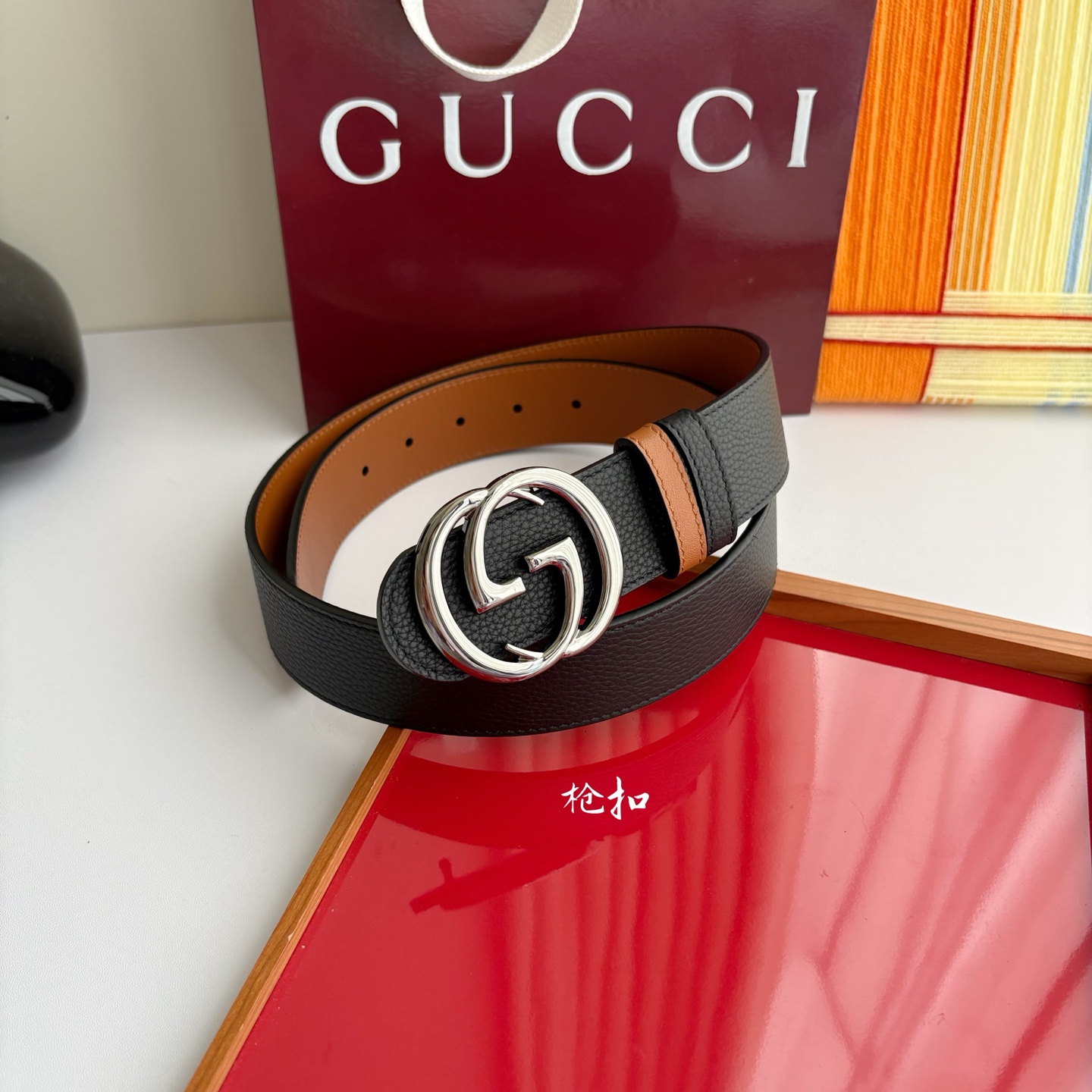 Gucci 经典原单品质，荔枝纹面搭土黄平纹底，精品铜扣，精工制作，细节看图，实物拍摄，高端奢华，宽度3