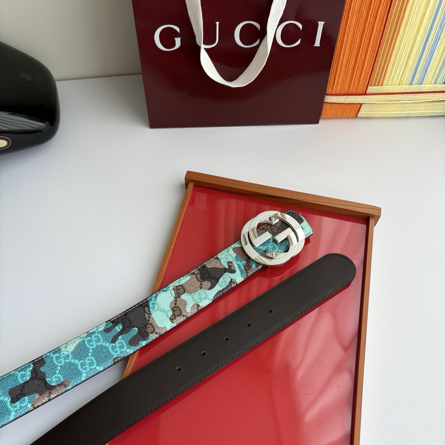 Gucci 经典原单品质，印花面搭配原版平纹底，精品钢扣，精工制作，细节看图，实物拍摄，高端奢华，宽度4