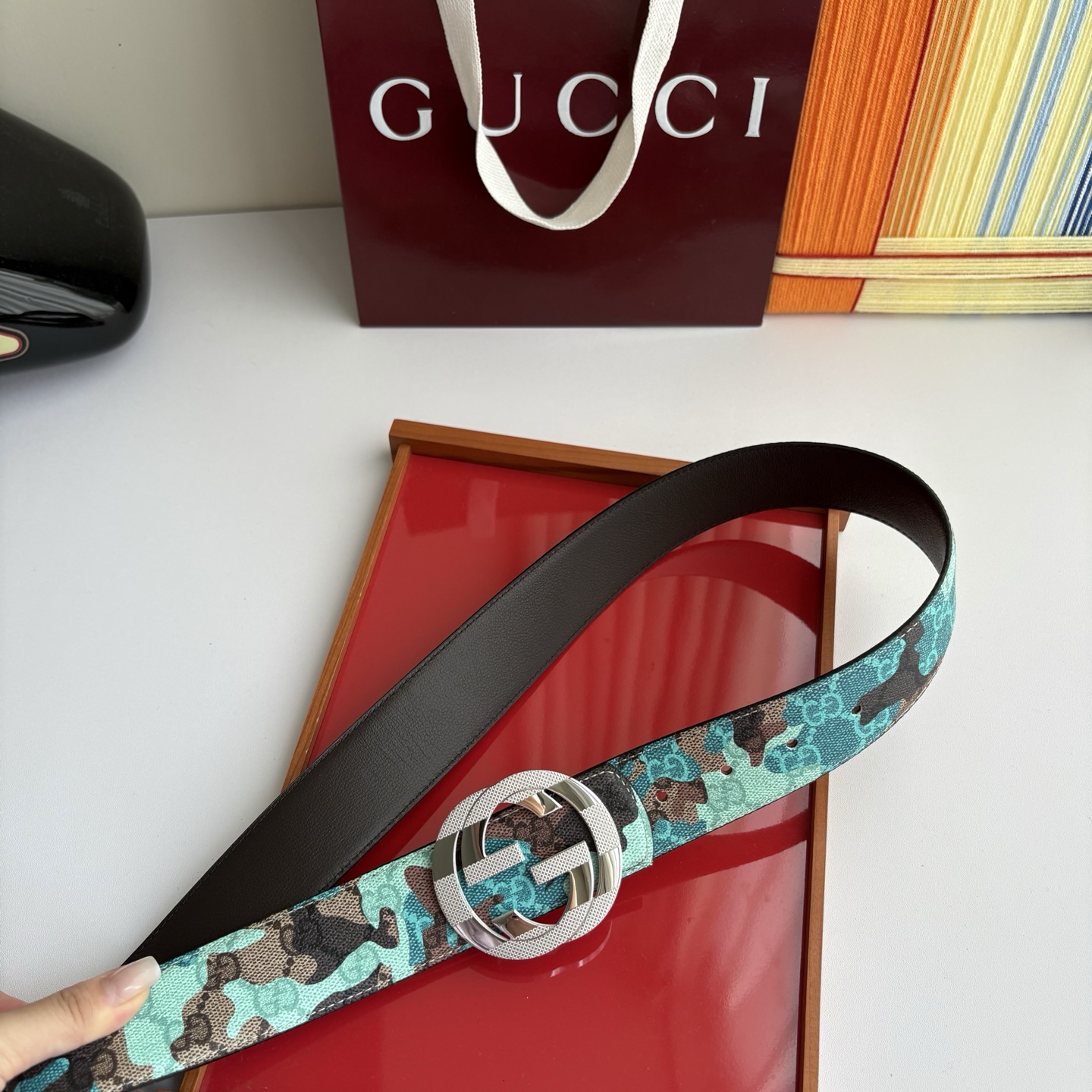 Gucci 经典原单品质，印花面搭配原版平纹底，精品钢扣，精工制作，细节看图，实物拍摄，高端奢华，宽度4