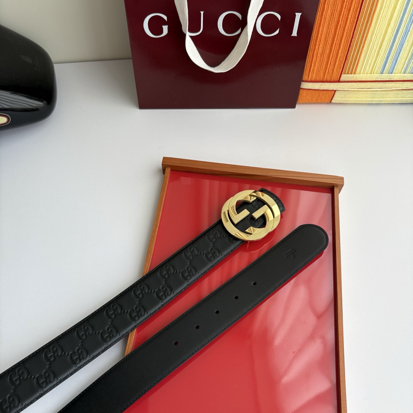 Gucci 经典原单品质，压花面搭配原版平纹底，精品钢扣，精工制作，细节看图，实物拍摄，高端奢华，宽度4