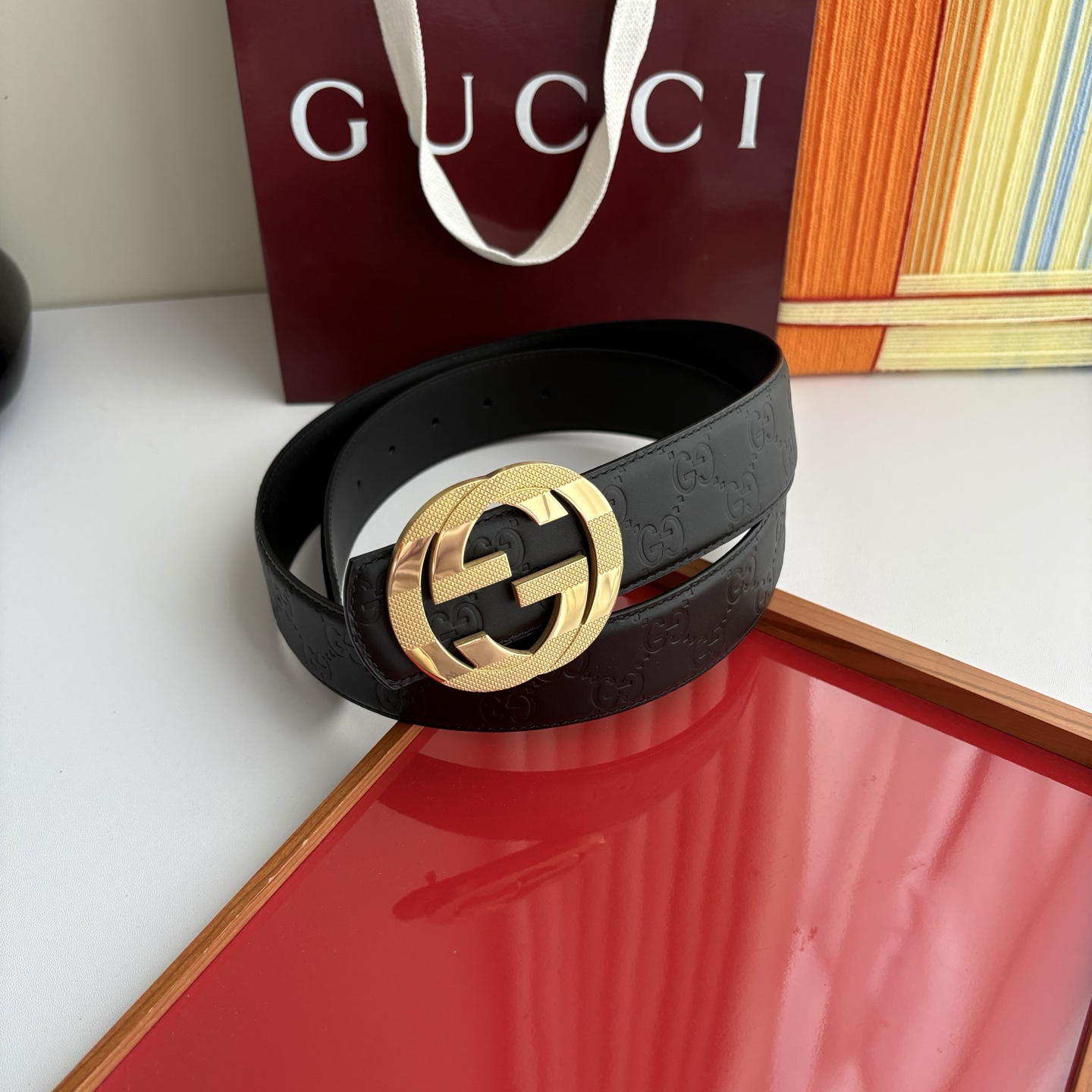 Gucci 经典原单品质，压花面搭配原版平纹底，精品钢扣，精工制作，细节看图，实物拍摄，高端奢华，宽度4
